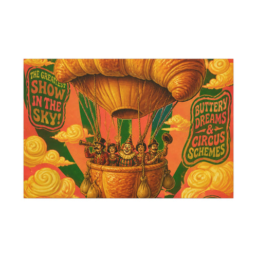 Croissant Hot Air Balloon Wall Art Canvas 24×36 Psychedelic Dining Room Decor Maximalist Print
