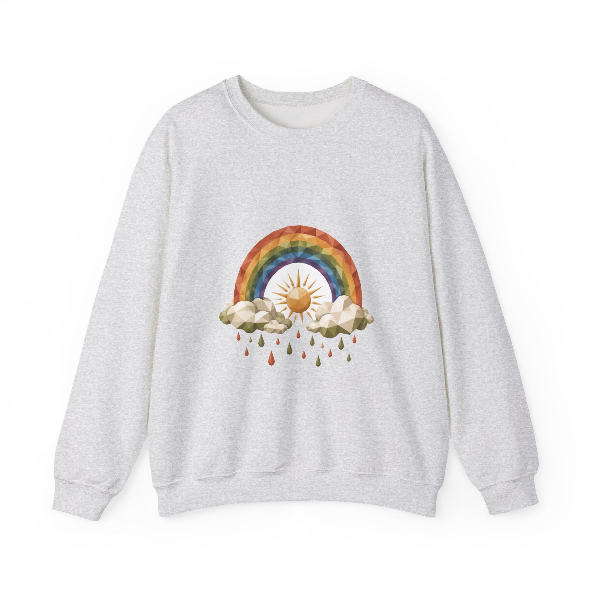 Matching Couple Sweatshirt - Storm & Rainbow Matching Couple Premium Fleece Sweatshirt Geometric Art His Hers Love Gift - Design B