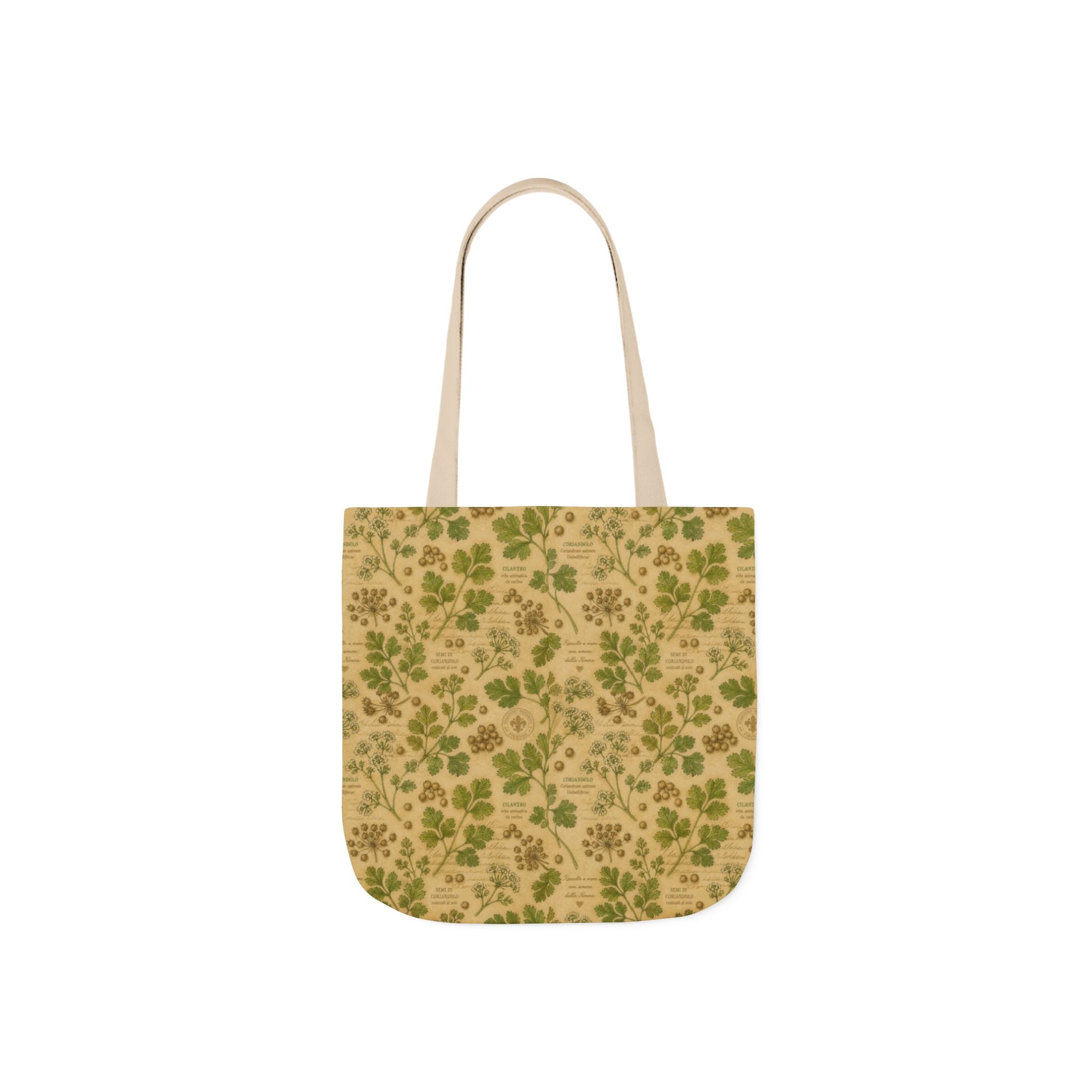 Coriander & Seeds Canvas Tote Bag Mediterranean Kitchen Botanical Design Italian Cottagecore Gift