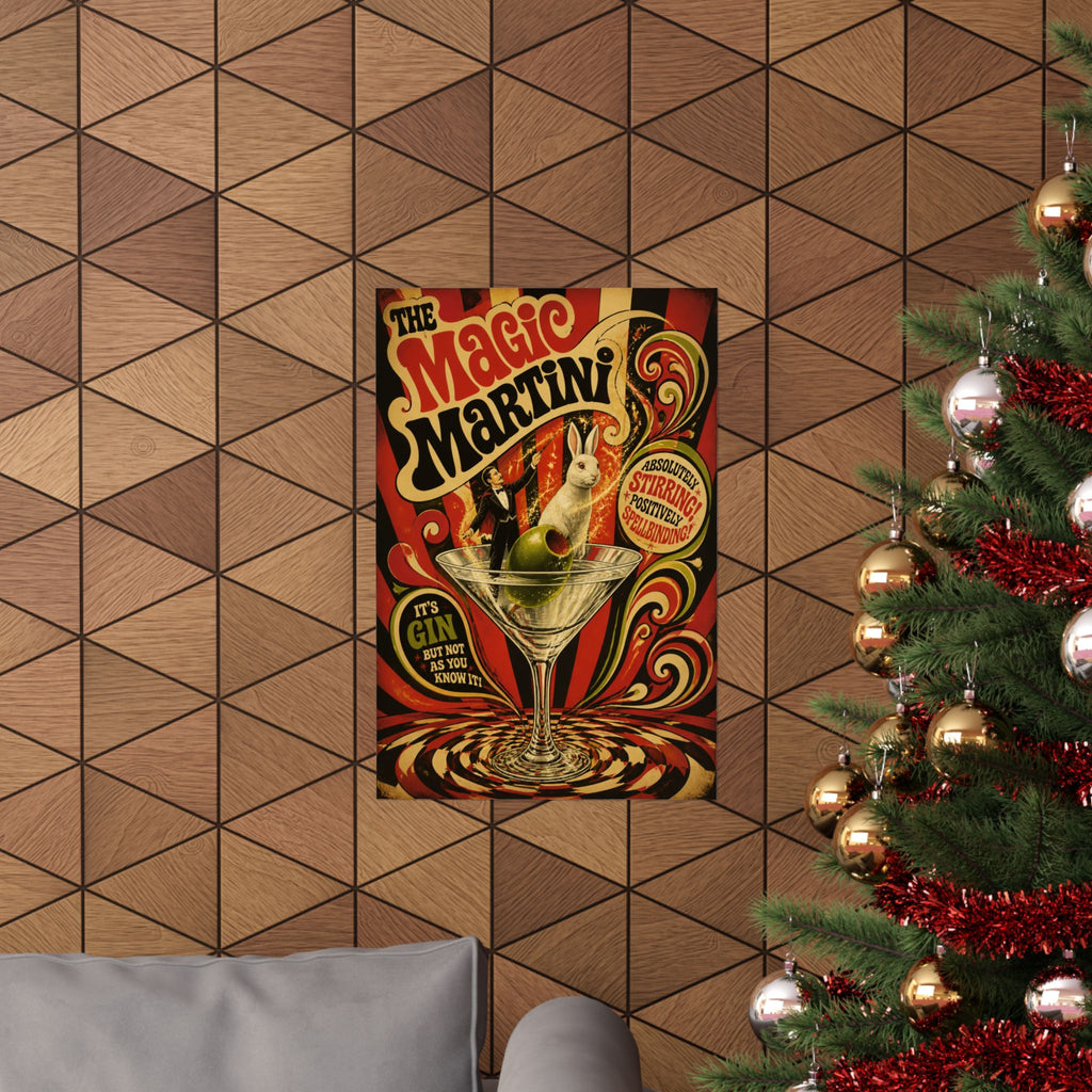 Martini Magician Wall Art Poster 18×24 Psychedelic Cafe Decor Maximalist Print
