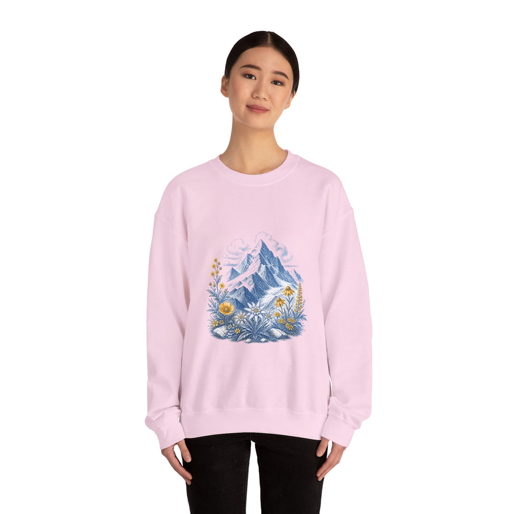 Matching Couple Sweatshirt - Mountain & Ocean Matching Couple Premium Fleece Sweatshirt Vintage Art His Hers Honeymoon Gift - Design A