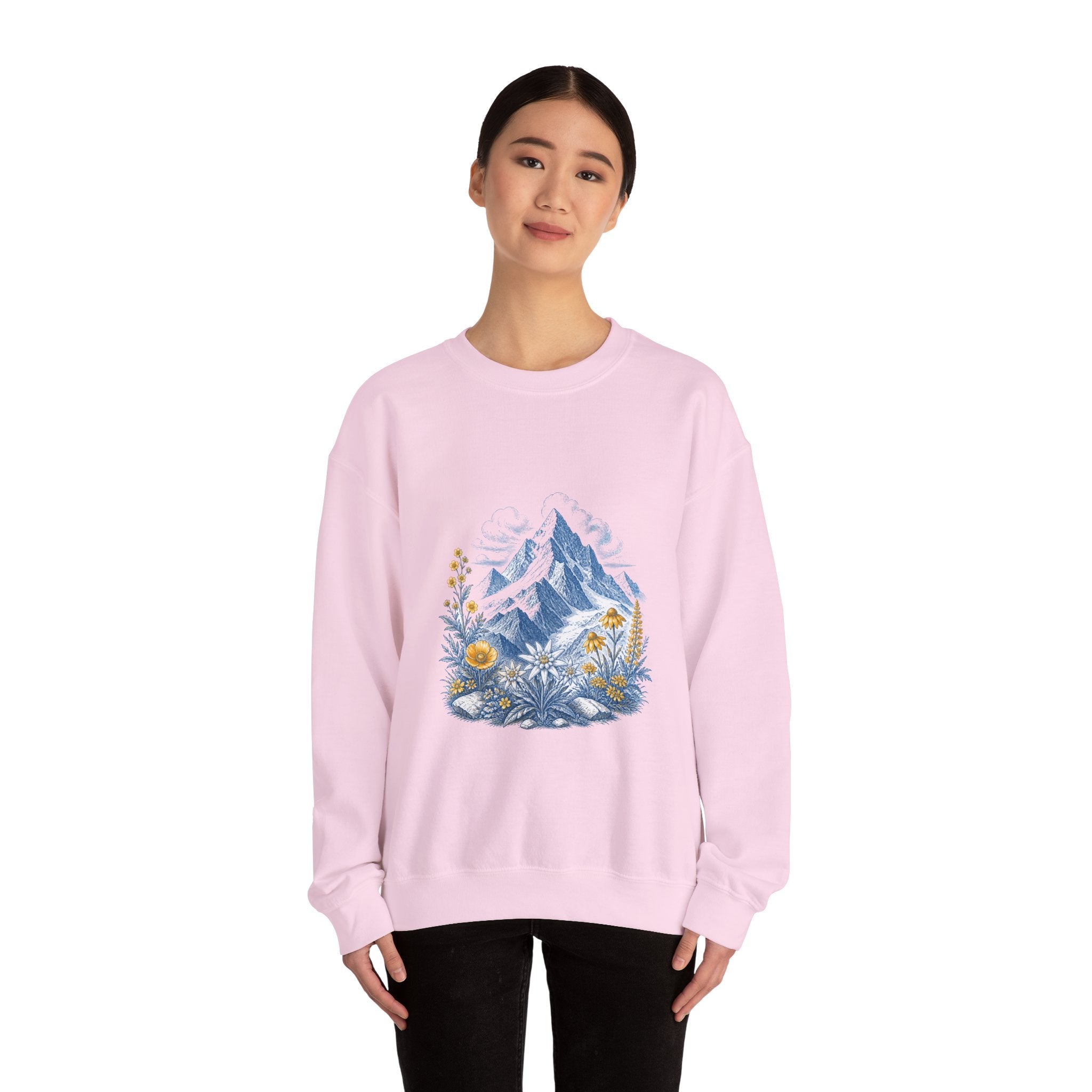 Matching Couple Sweatshirt - Mountain & Ocean Matching Couple Premium Fleece Sweatshirt Vintage Art His Hers Honeymoon Gift - Design A