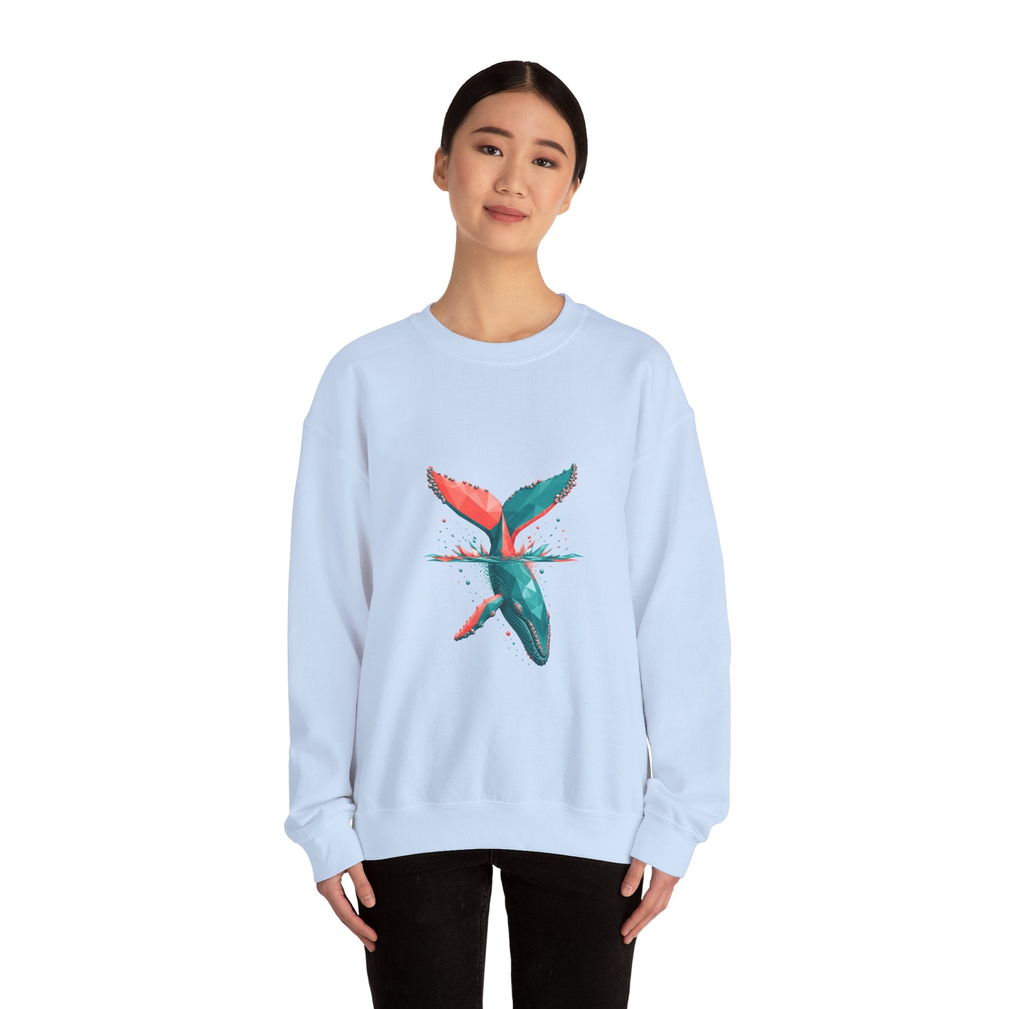 Matching Couple Sweatshirt - Eagle & Whale Matching Couple Comfort Colors Crew Geometric Art His Hers Love Gift - Design B