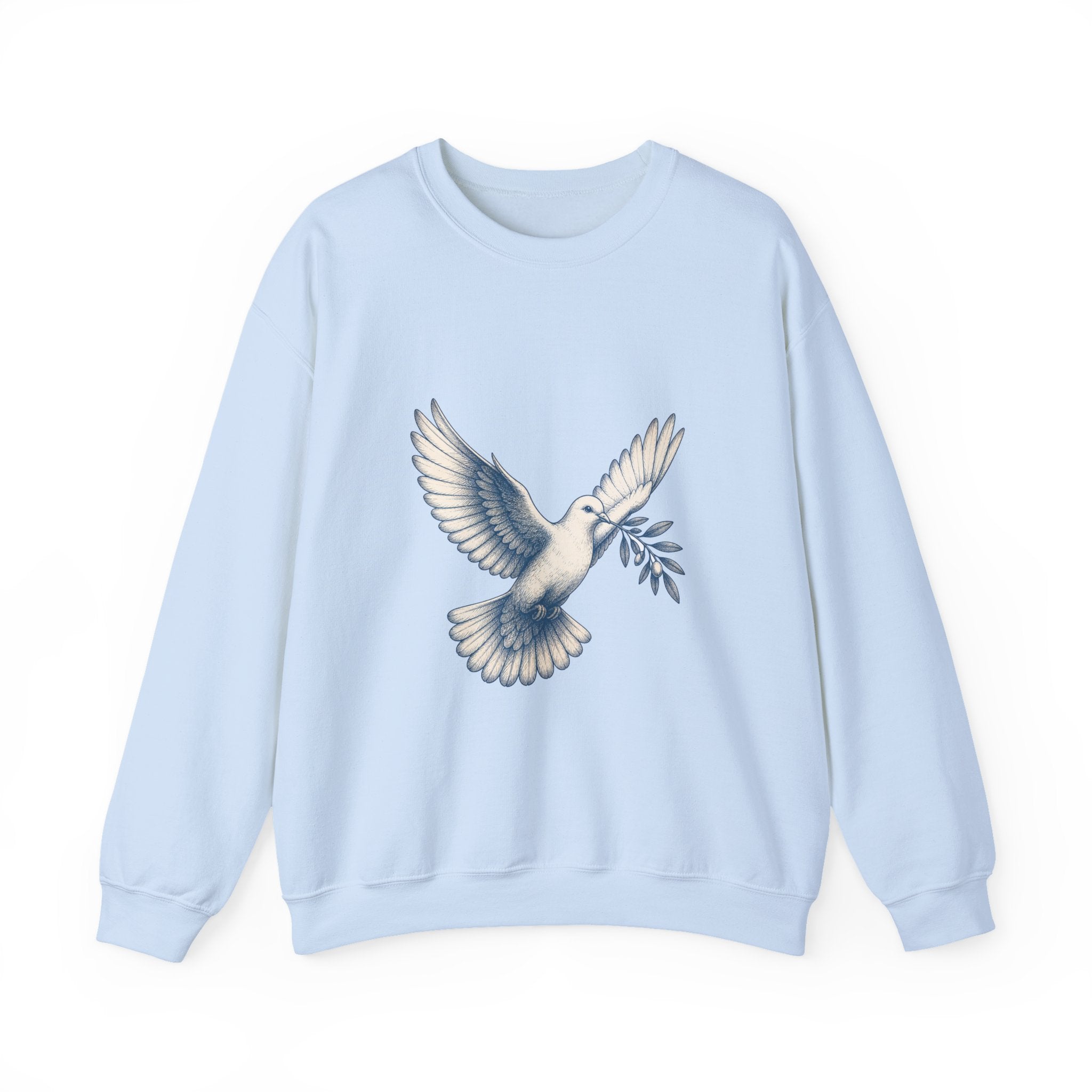 Matching Couple Sweatshirt - Wolf & Dove Matching Couple Premium Fleece Sweatshirt Hand-Drawn Art His Hers Anniversary Gift - Design B
