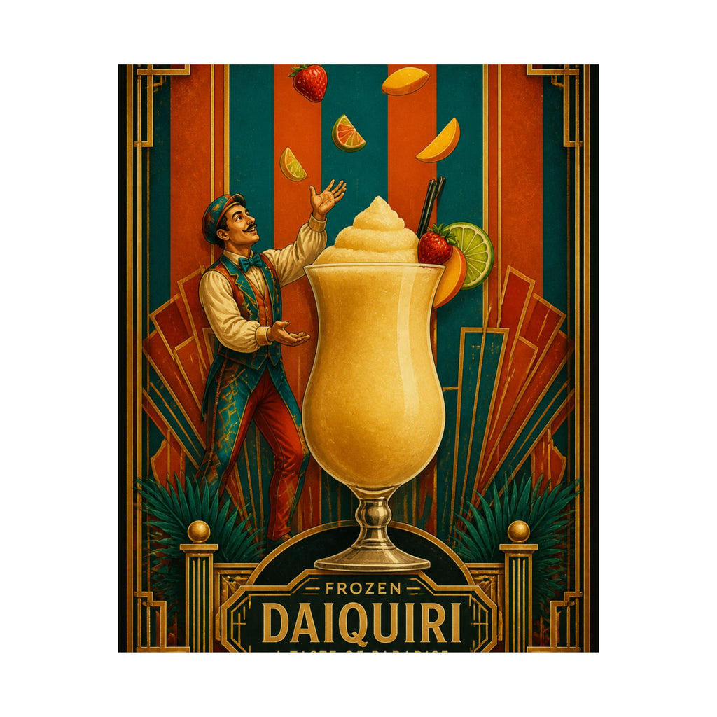 Daiquiri Fruit Juggler Wall Art Poster 24×36 Art Deco Bar Area Decor Maximalist Print