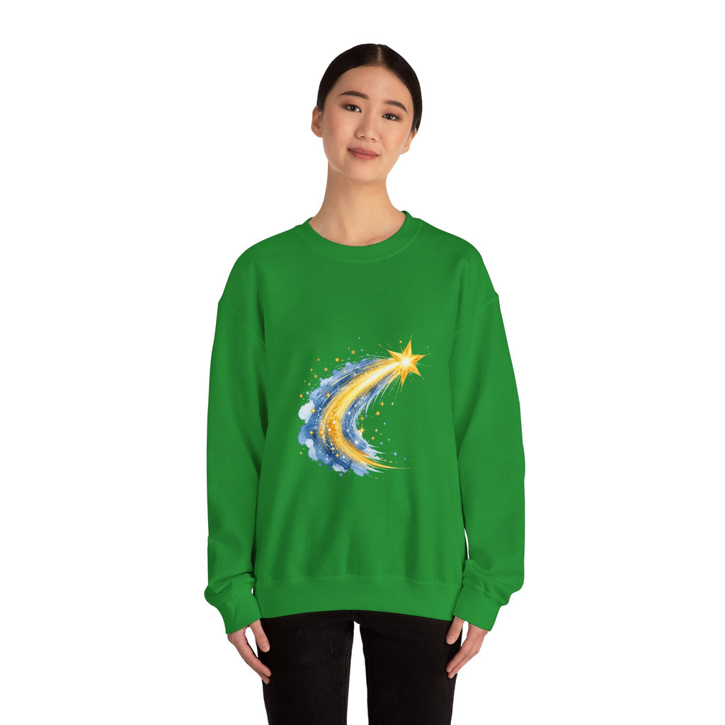 Matching Couple Sweatshirt - Shooting Star & North Star Matching Couple Comfort Colors Crew Watercolor Art His Hers Birthday Gift - Design A