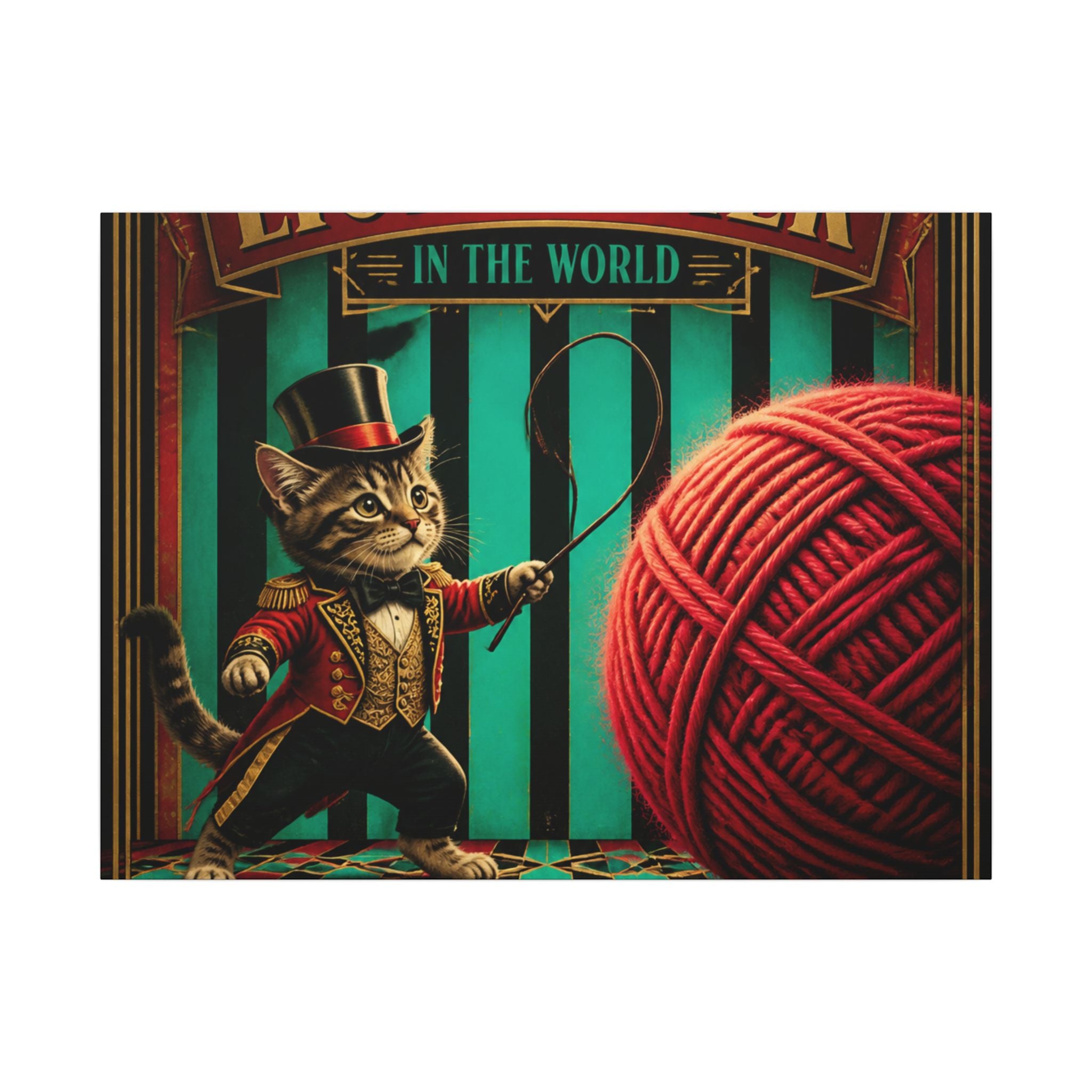 Cat Lion Tamer Wall Art Canvas 16×20 Art Deco Entryway Decor Maximalist Print