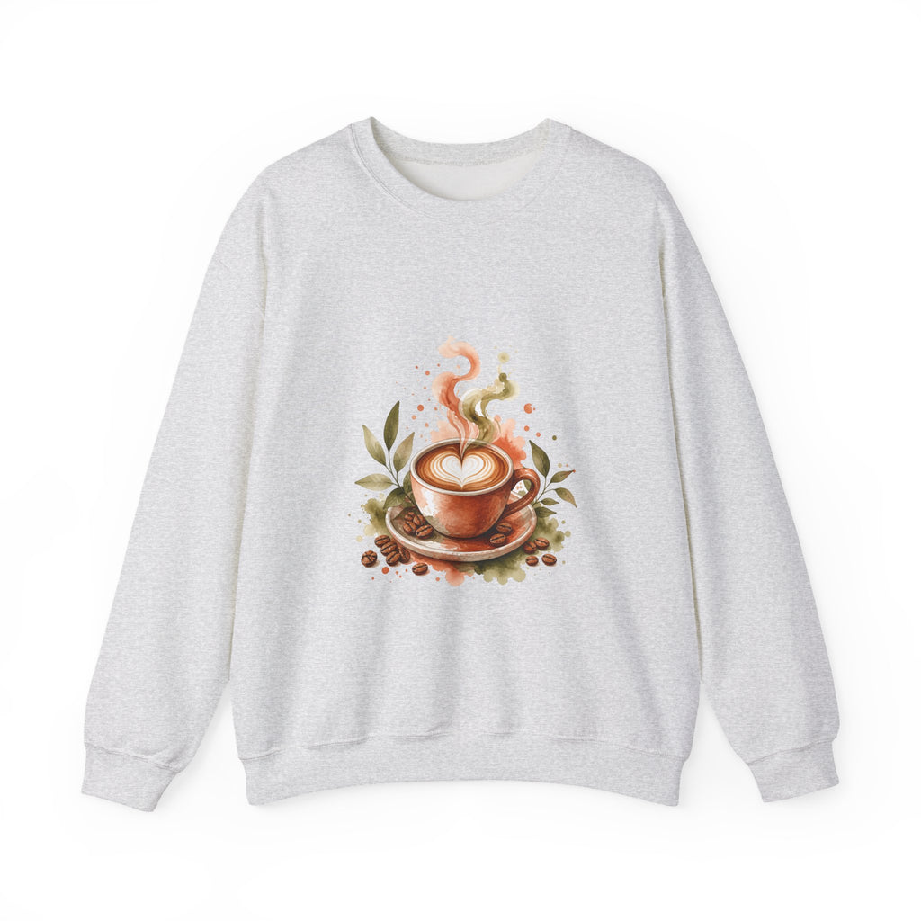 Matching Couple Sweatshirt - Coffee & Tea Matching Couple Crewneck Sweatshirt Watercolor Art His Hers Engagement Gift - Design A