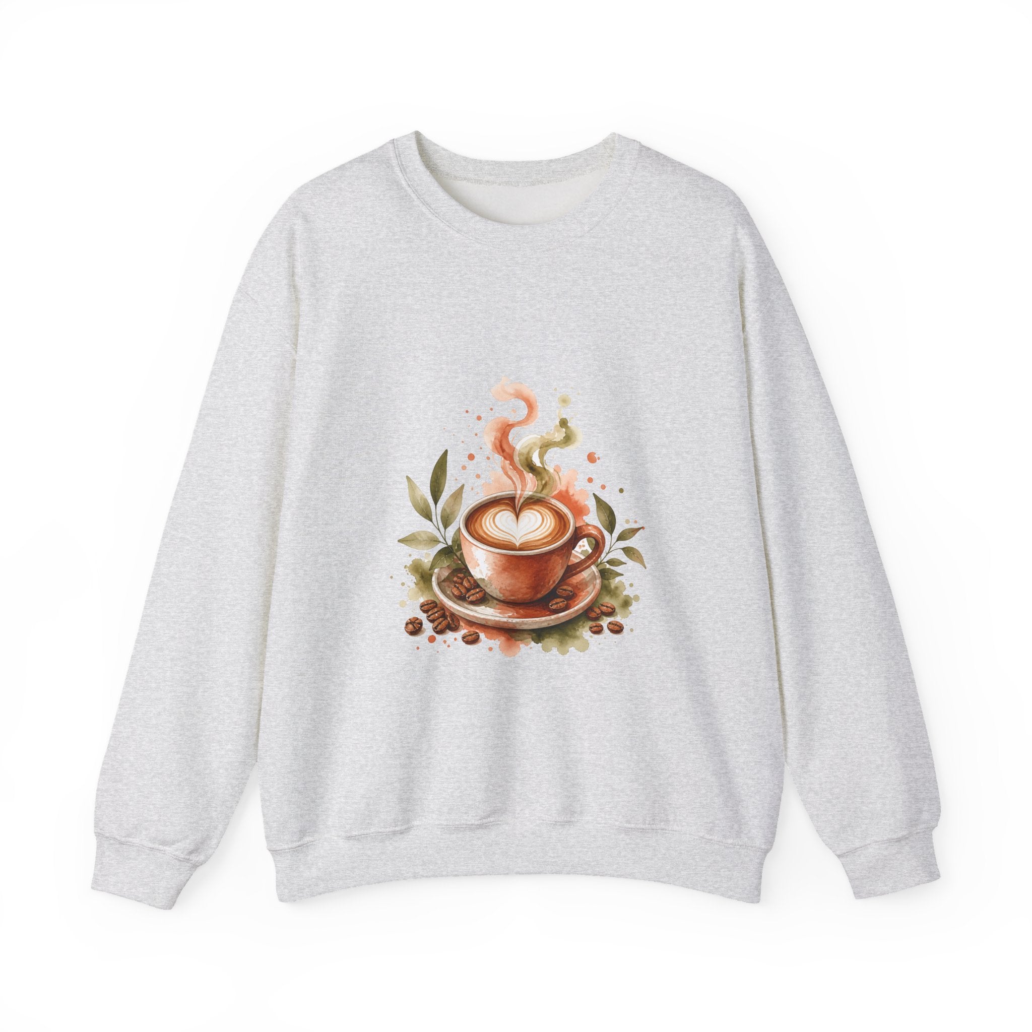 Matching Couple Sweatshirt - Coffee & Tea Matching Couple Crewneck Sweatshirt Watercolor Art His Hers Engagement Gift - Design A