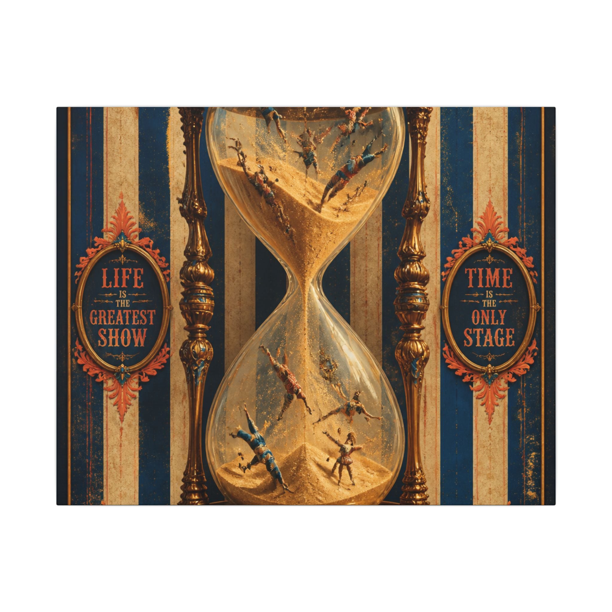 Hourglass Acrobats Wall Art Canvas 24×36 Baroque Studio Decor Maximalist Print