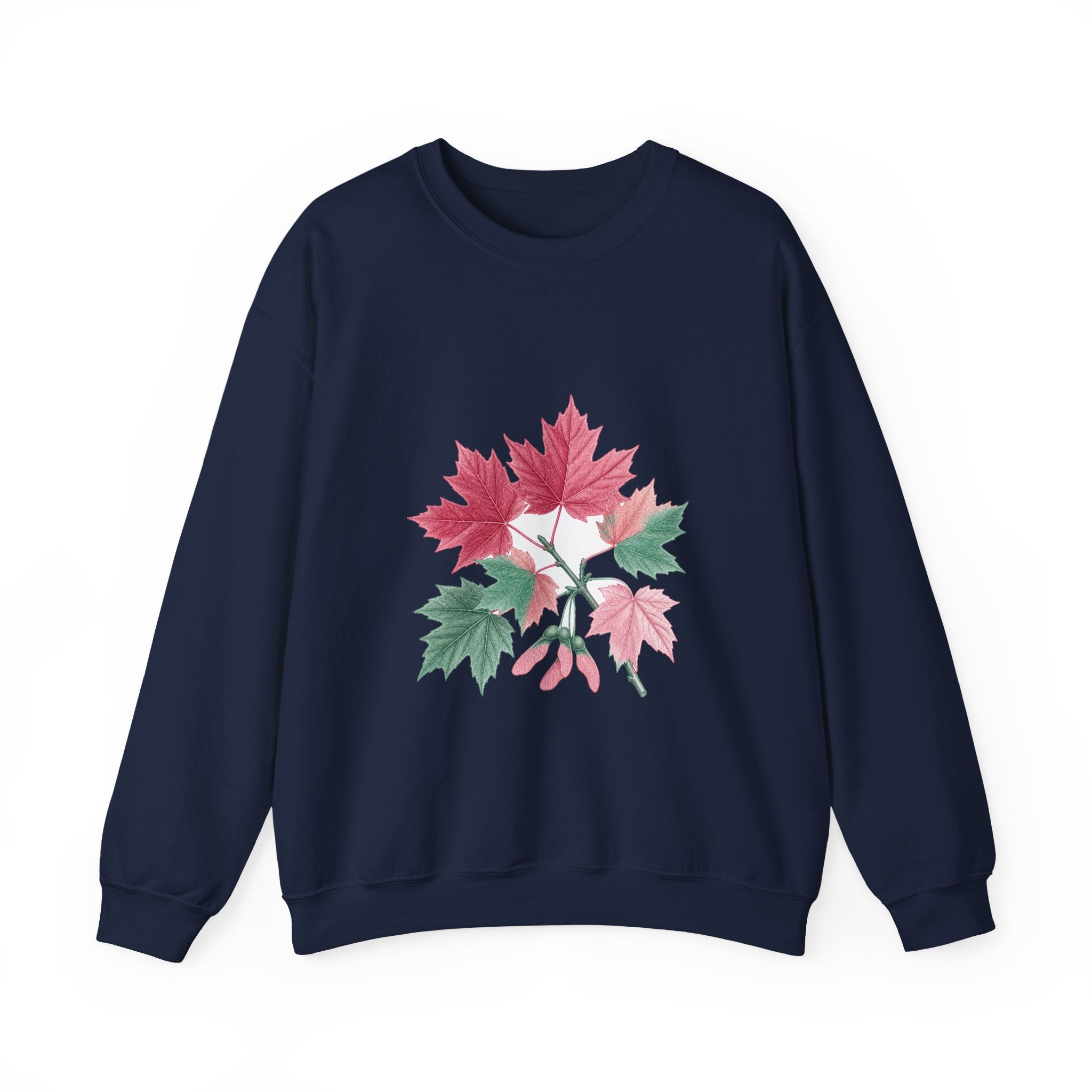 Matching Couple Sweatshirt - Cherry Blossom & Maple Leaf Matching Couple Premium Fleece Sweatshirt Vintage Art His Hers Honeymoon Gift - Design B