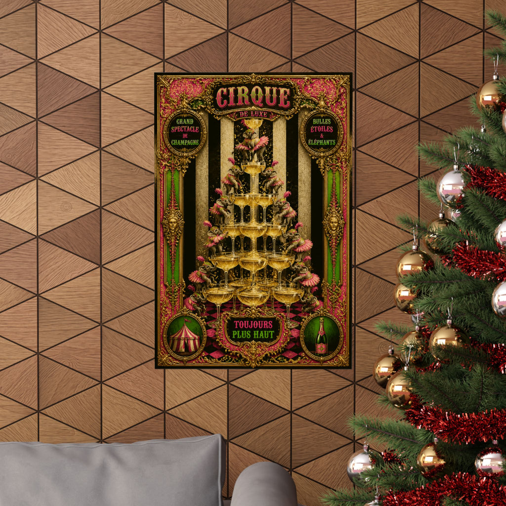 Champagne Tower Elephants Wall Art Poster 18×24 Baroque Home Office Decor Maximalist Print