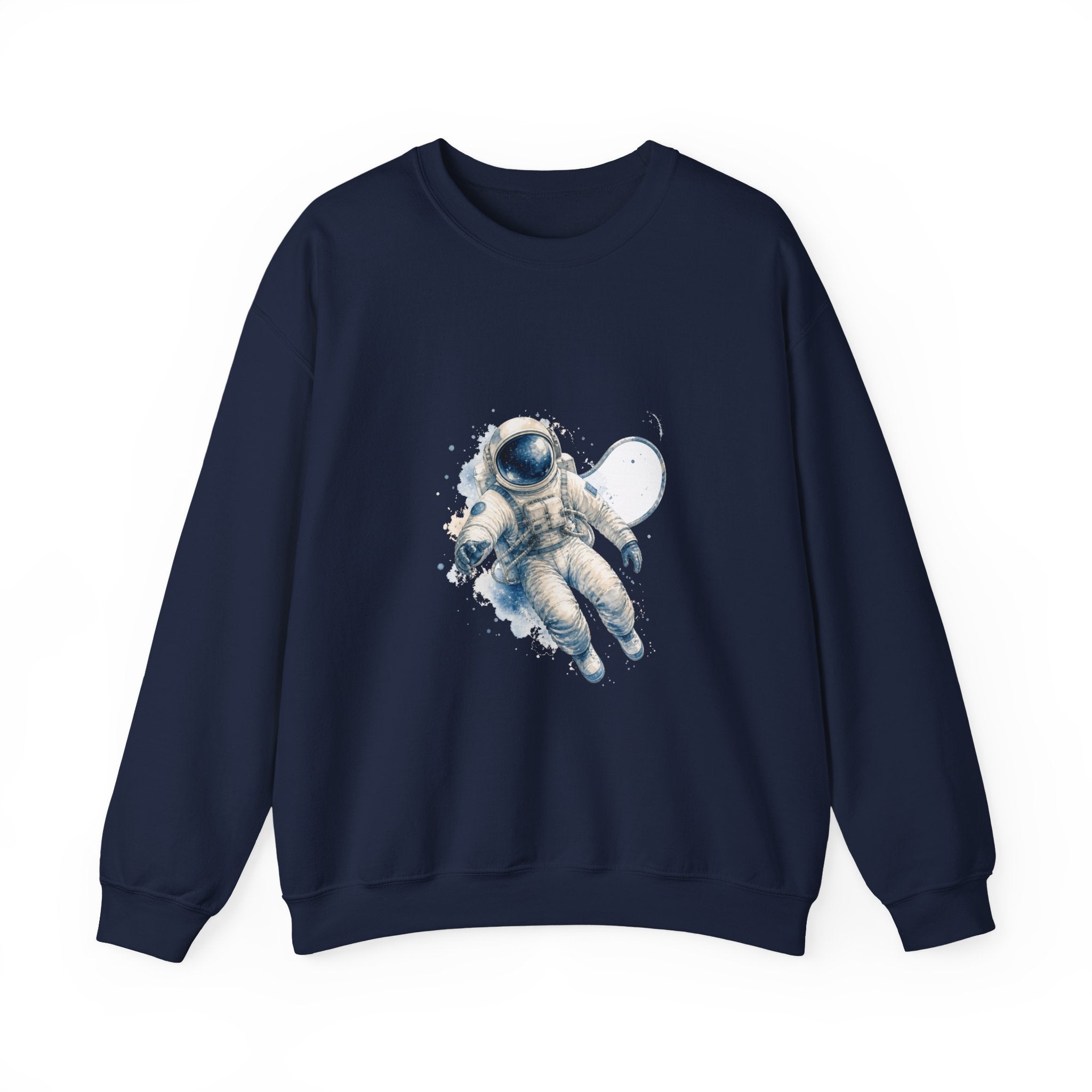Matching Couple Sweatshirt - Astronaut & Planet Matching Couple Crewneck Sweatshirt Watercolor Art His Hers Engagement Gift - Design A