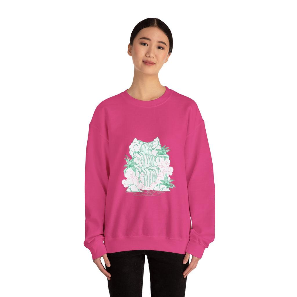 Matching Couple Sweatshirt - Wildfire & Waterfall Matching Couple Premium Fleece Sweatshirt Minimalist Art His Hers Christmas Gift - Design B