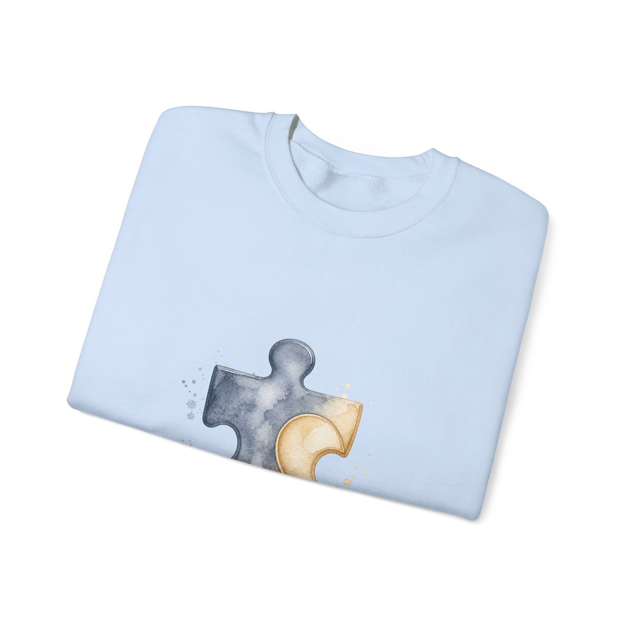 Matching Couple Sweatshirt - Puzzle Pieces Matching Couple Premium Fleece Sweatshirt Watercolor Art His Hers Birthday Gift - Design A