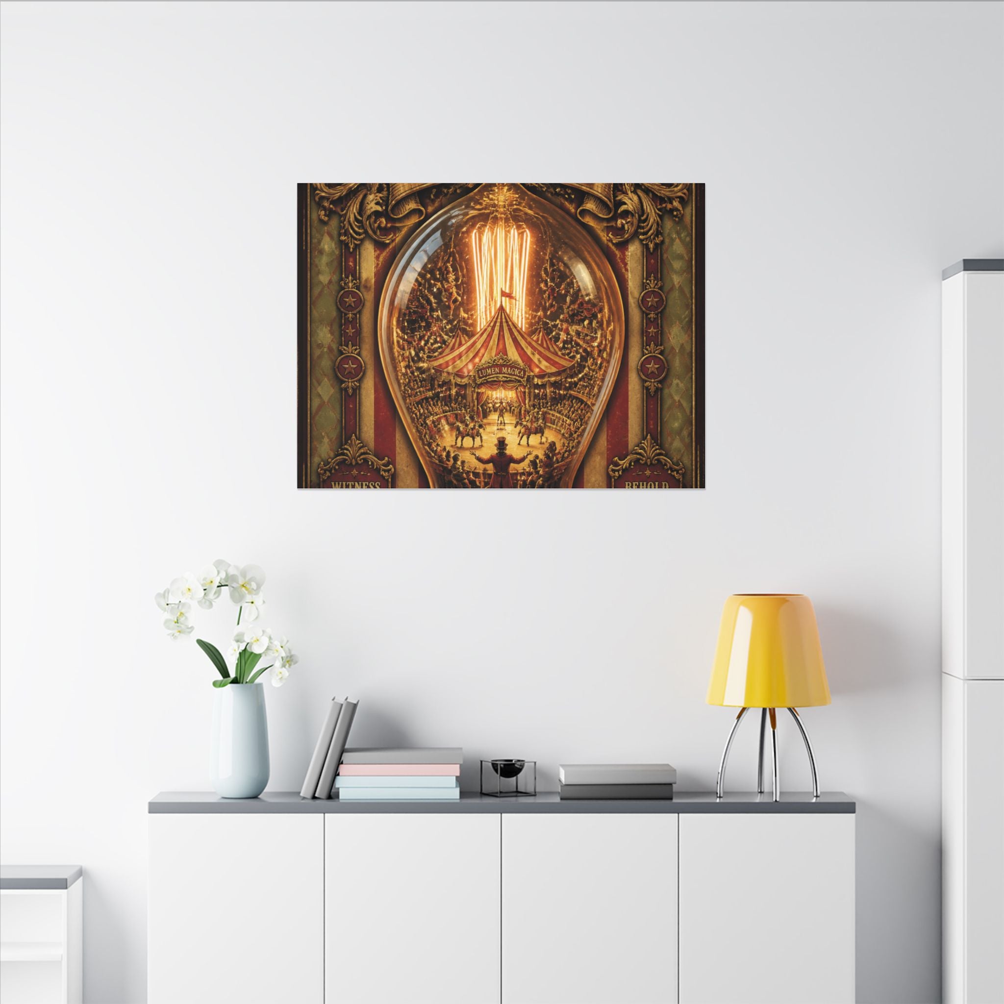Light Bulb Circus Wall Art Canvas 16×20 Baroque Home Office Decor Maximalist Print