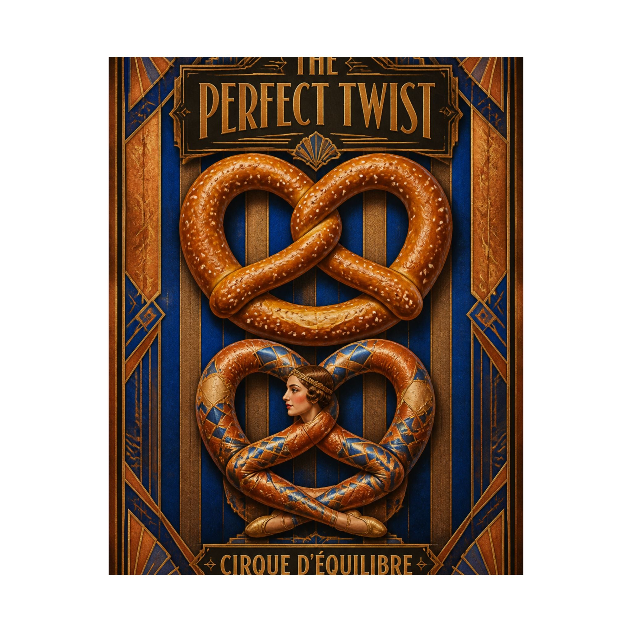 Pretzel Contortionist Wall Art Poster 18×24 Art Deco Entryway Decor Maximalist Print