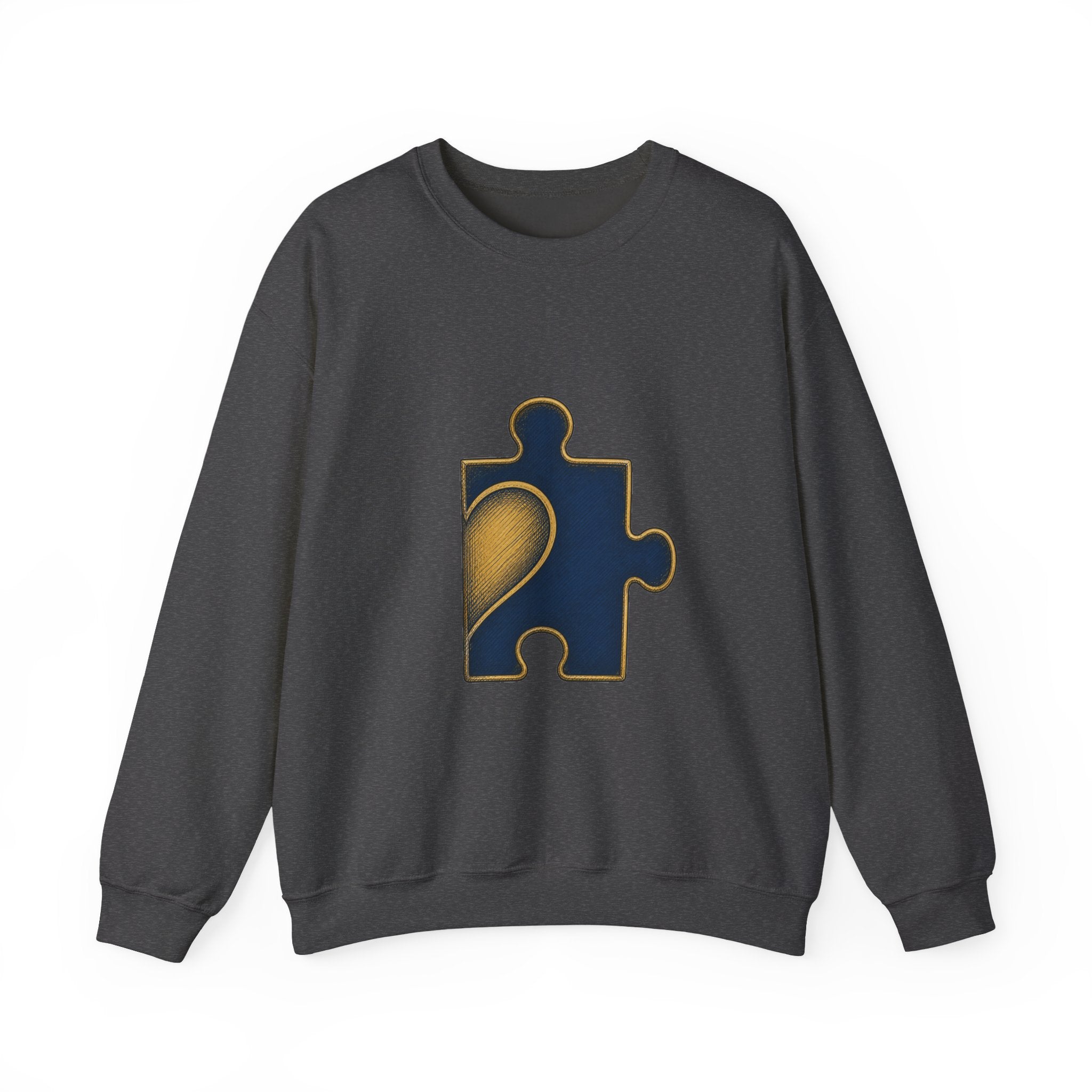 Matching Couple Sweatshirt - Puzzle Pieces Matching Couple Premium Fleece Sweatshirt Hand-Drawn Art His Hers Anniversary Gift - Design B