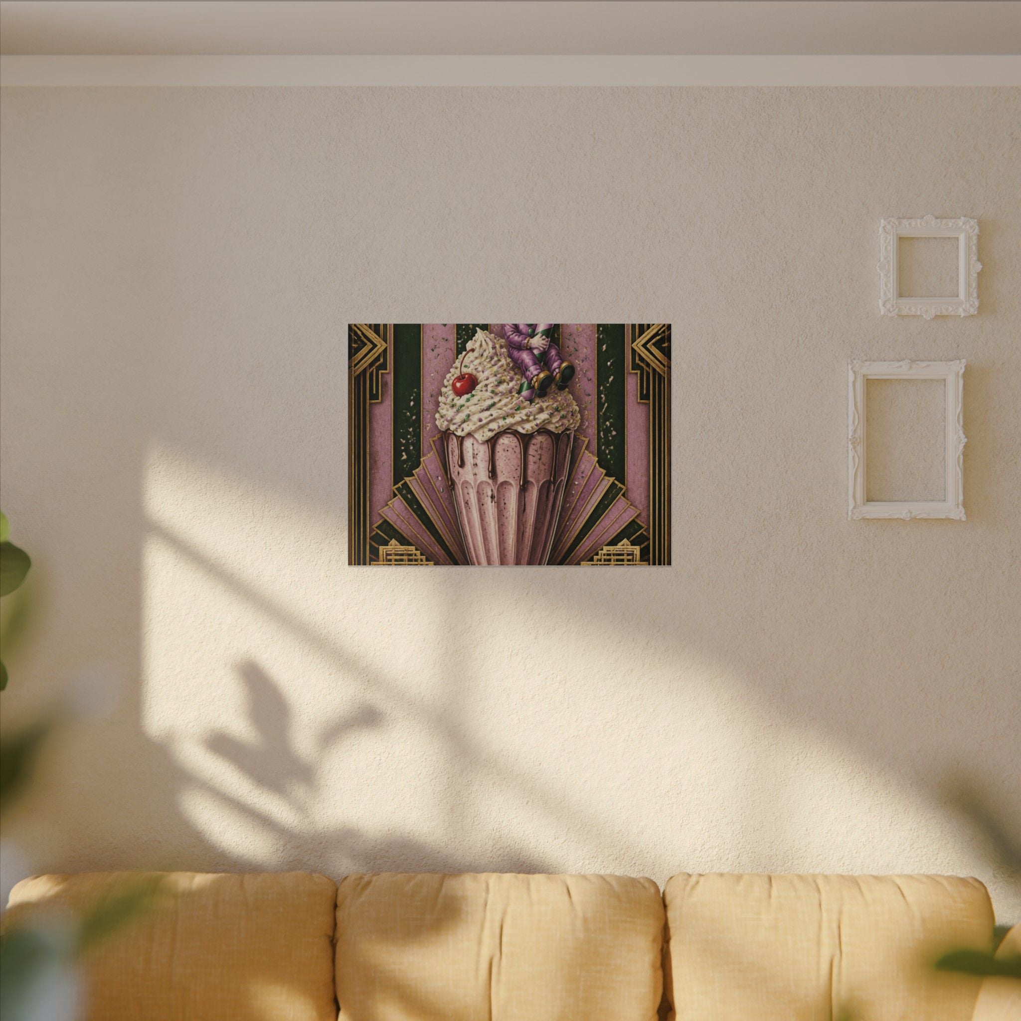 Milkshake Slide Clown Wall Art Canvas 16×20 Art Deco Entryway Decor Maximalist Print