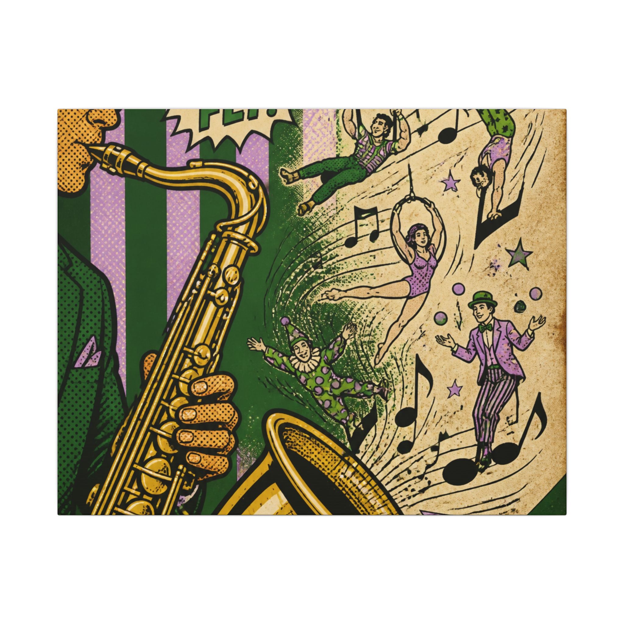 Saxophone Music Circus Wall Art Canvas 24×36 Pop Art Restaurant Decor Maximalist Print