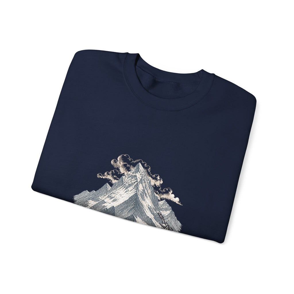 Matching Couple Sweatshirt - Mountain & Ocean Matching Couple Crewneck Sweatshirt Vintage Art His Hers Wedding Gift - Design A