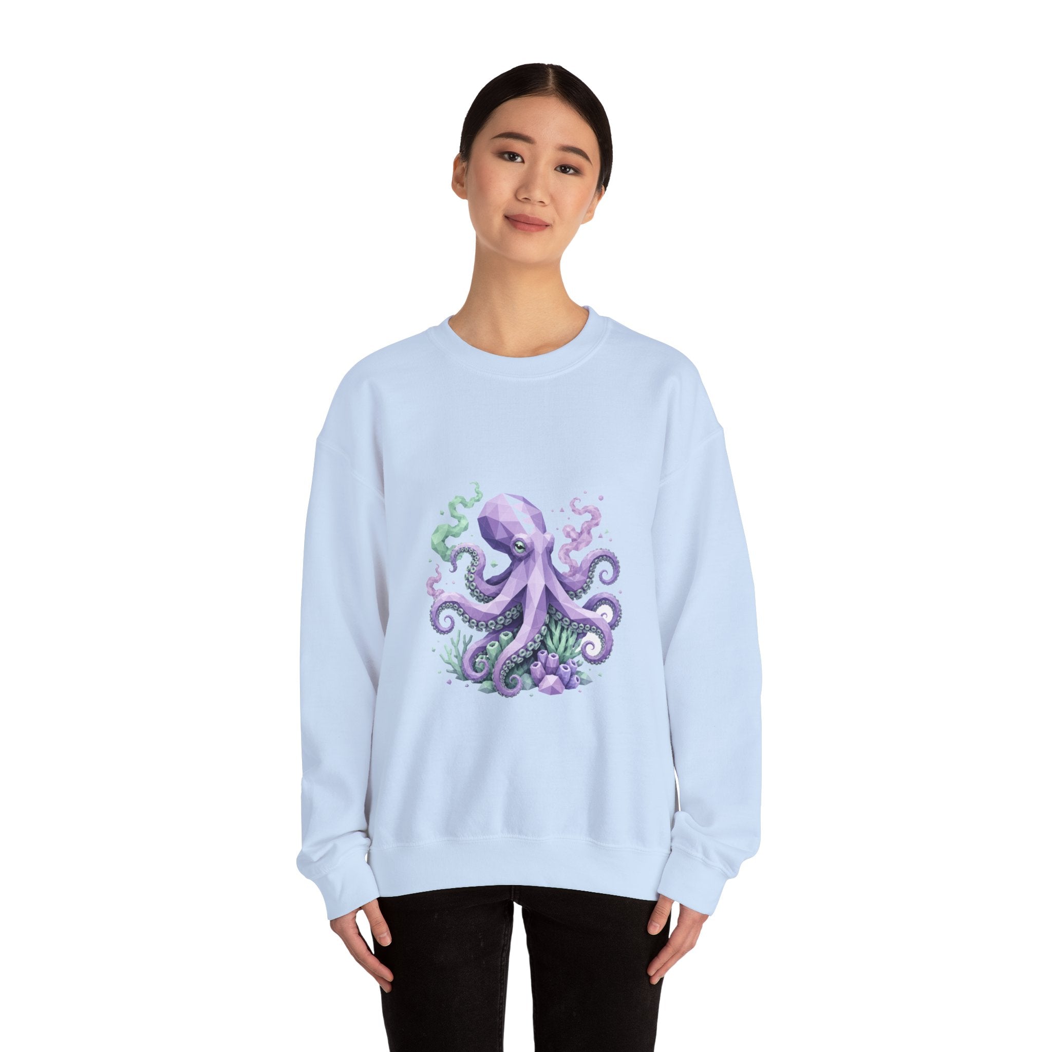 Matching Couple Sweatshirt - Octopus & Jellyfish Matching Couple Crewneck Sweatshirt Geometric Art His Hers Couple Gift - Design A