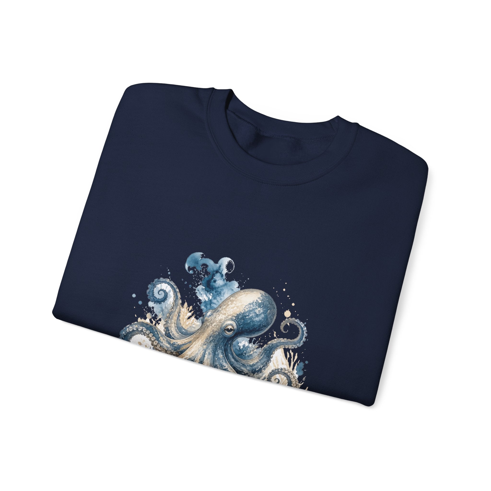 Matching Couple Sweatshirt - Octopus & Jellyfish Matching Couple Crewneck Sweatshirt Watercolor Art His Hers Engagement Gift - Design A