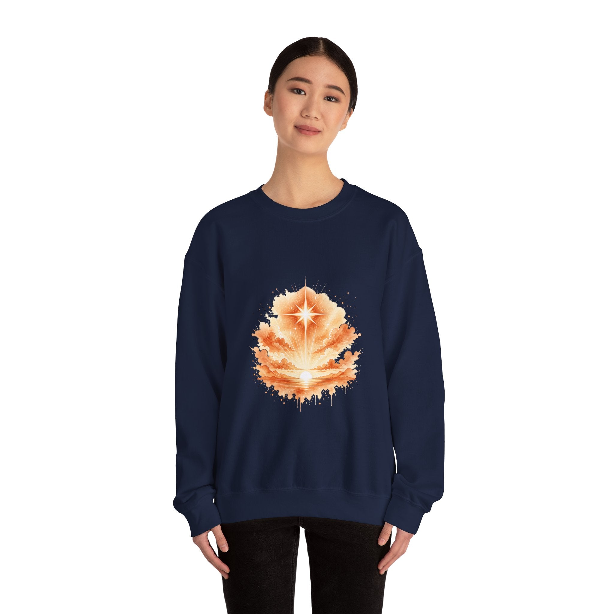 Matching Couple Sweatshirt - Evening & Morning Star Matching Couple Premium Fleece Sweatshirt Watercolor Art His Hers Birthday Gift - Design B