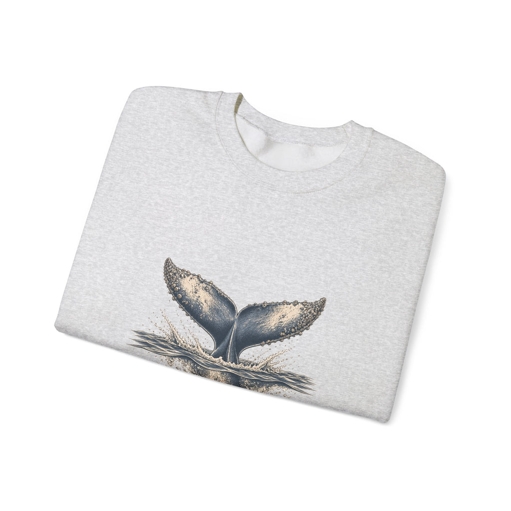 Matching Couple Sweatshirt - Eagle & Whale Matching Couple Crewneck Sweatshirt Hand-Drawn Art His Hers Best Friend Gift - Design B