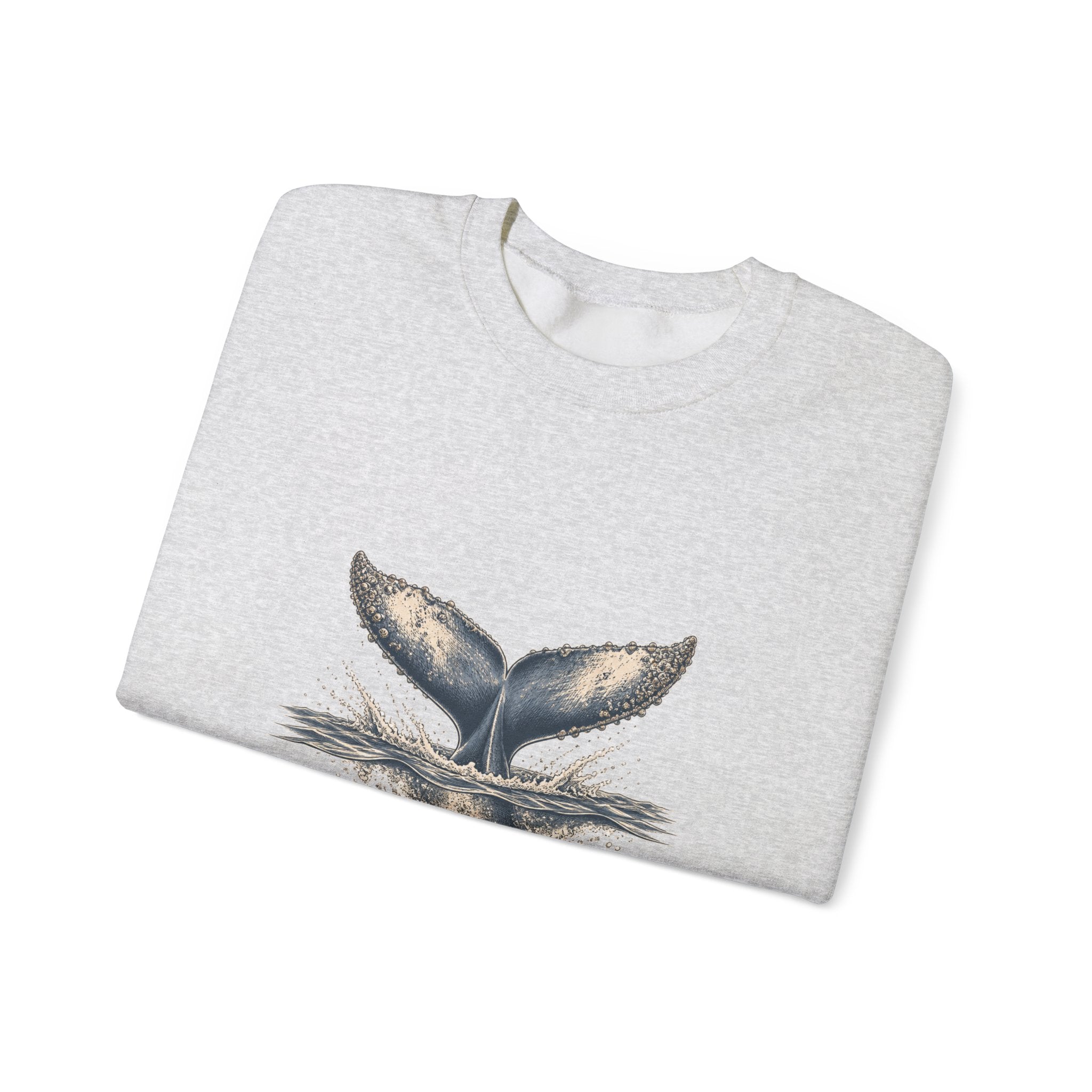 Matching Couple Sweatshirt - Eagle & Whale Matching Couple Crewneck Sweatshirt Hand-Drawn Art His Hers Best Friend Gift - Design B