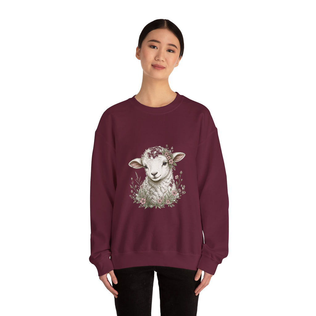 Matching Couple Sweatshirt - Lion & Lamb Matching Couple Premium Fleece Sweatshirt Hand-Drawn Art His Hers Anniversary Gift - Design B