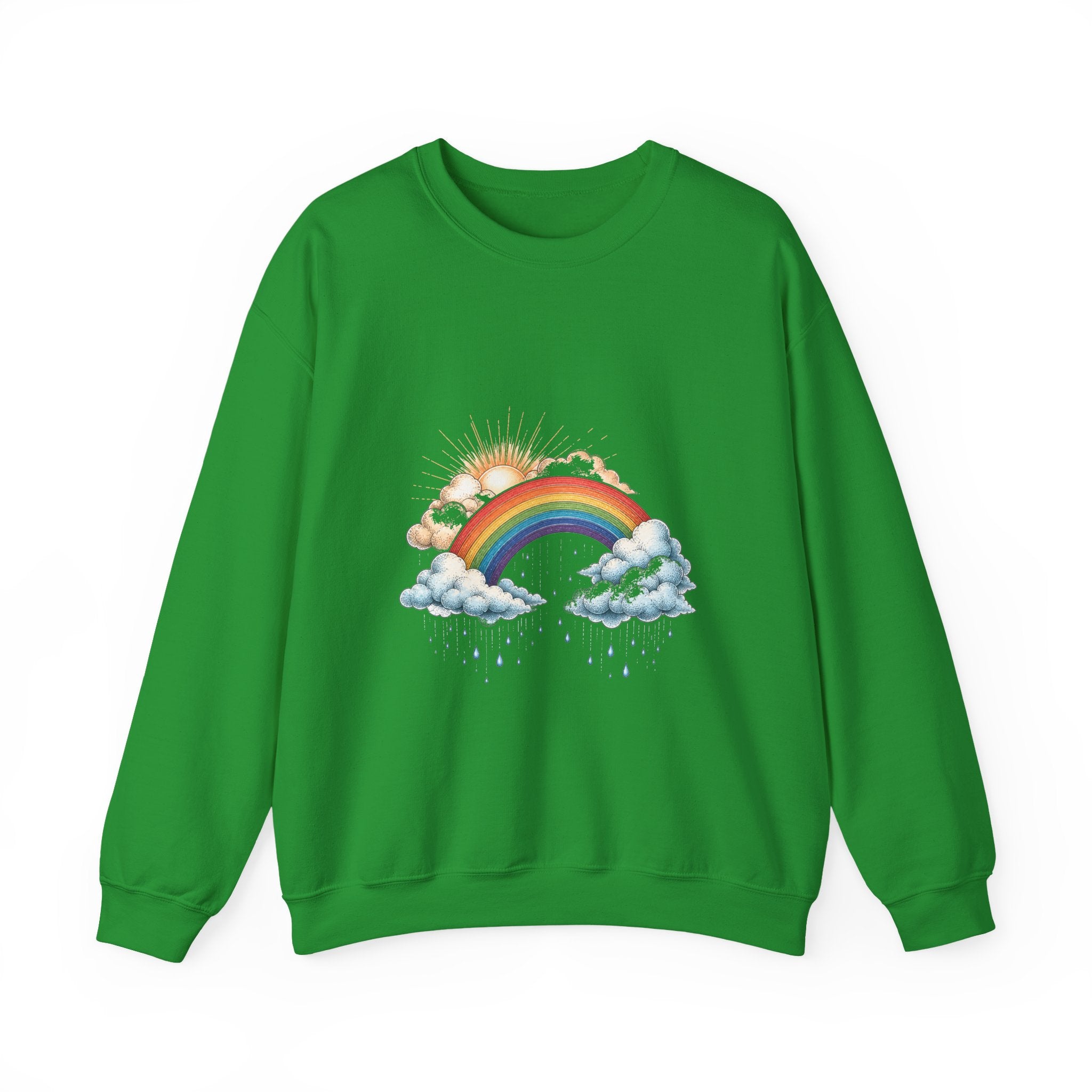 Matching Couple Sweatshirt - Storm & Rainbow Matching Couple Comfort Colors Crew Hand-Drawn Art His Hers Anniversary Gift - Design B