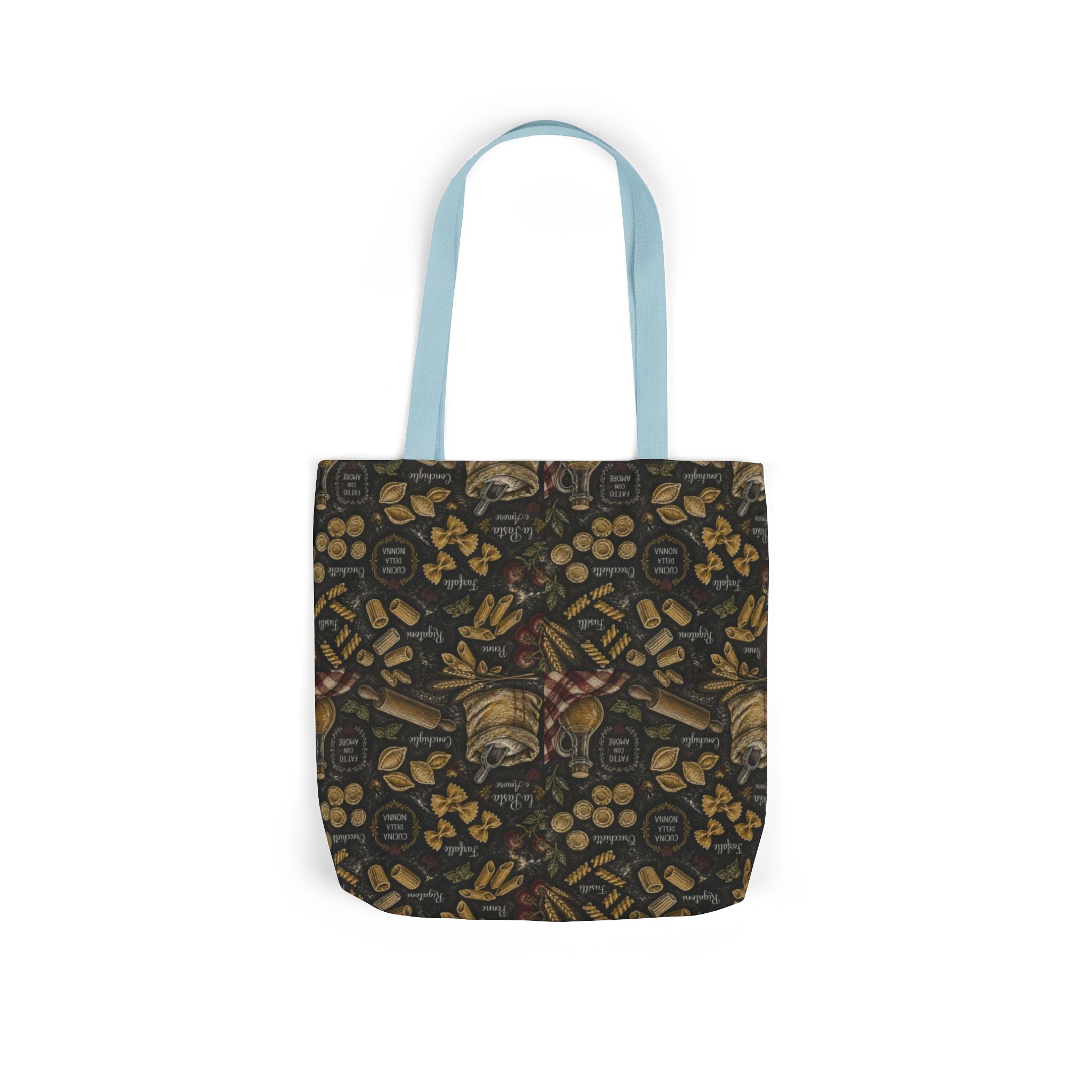 Italian Pasta Shapes Canvas Tote Bag Mediterranean Kitchen Chalk Art Design Italian Cottagecore Gift