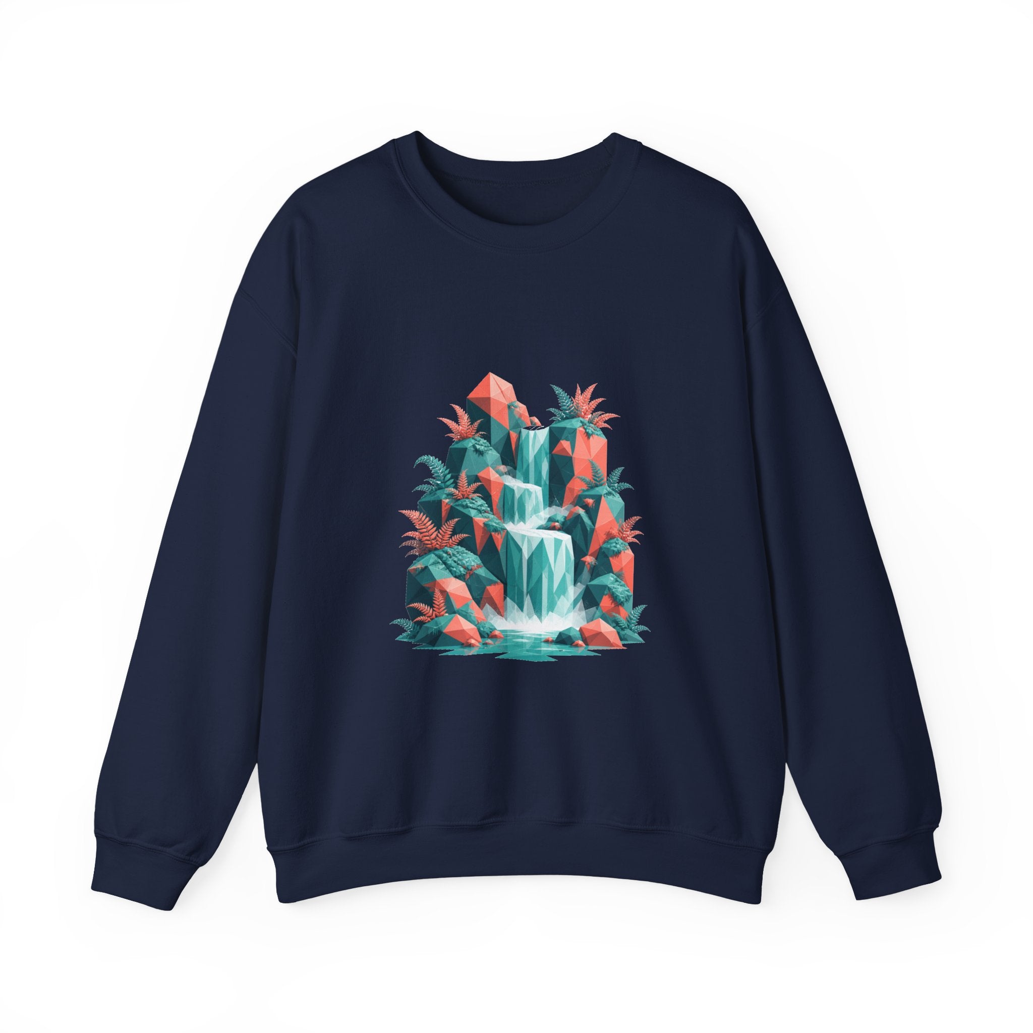 Matching Couple Sweatshirt - Wildfire & Waterfall Matching Couple Premium Fleece Sweatshirt Geometric Art His Hers Love Gift - Design B