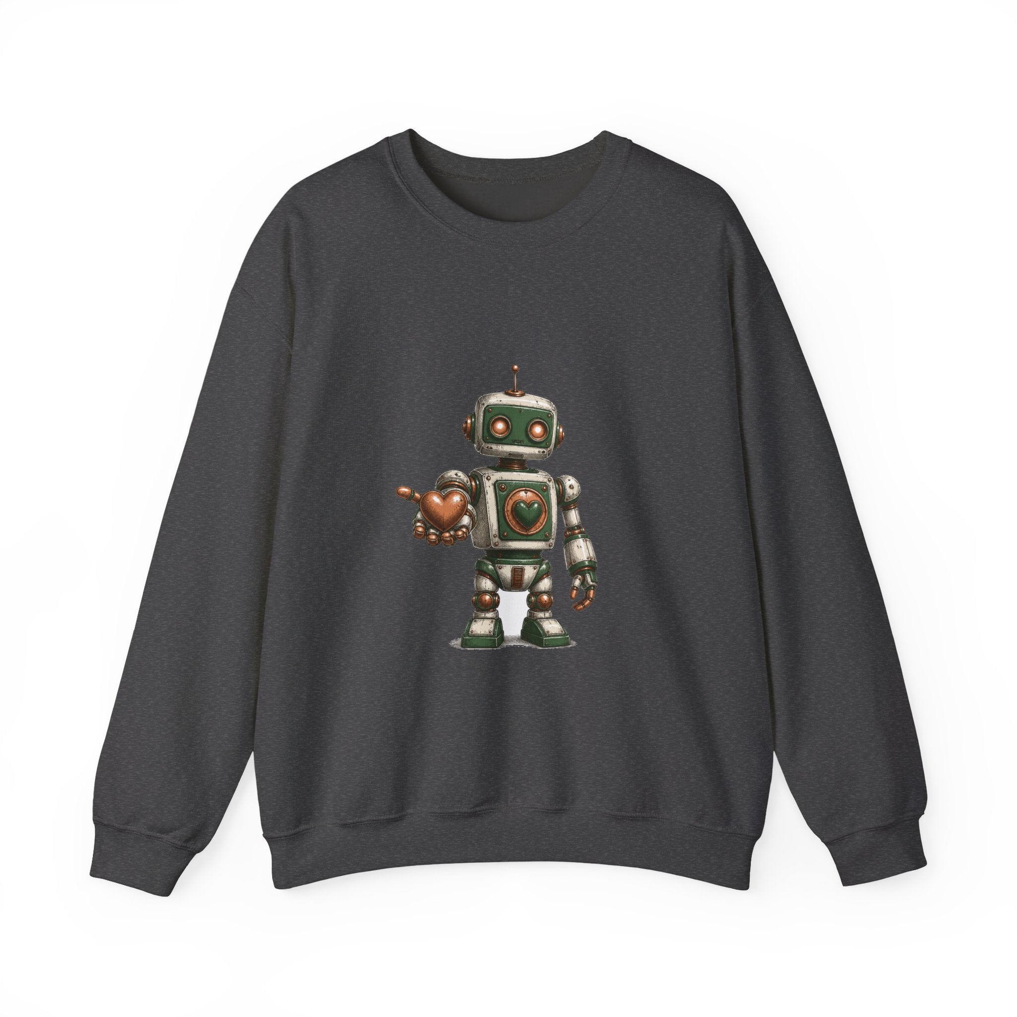 Matching Couple Sweatshirt - Robot & Heart Matching Couple Crewneck Sweatshirt Hand-Drawn Art His Hers Best Friend Gift - Design A