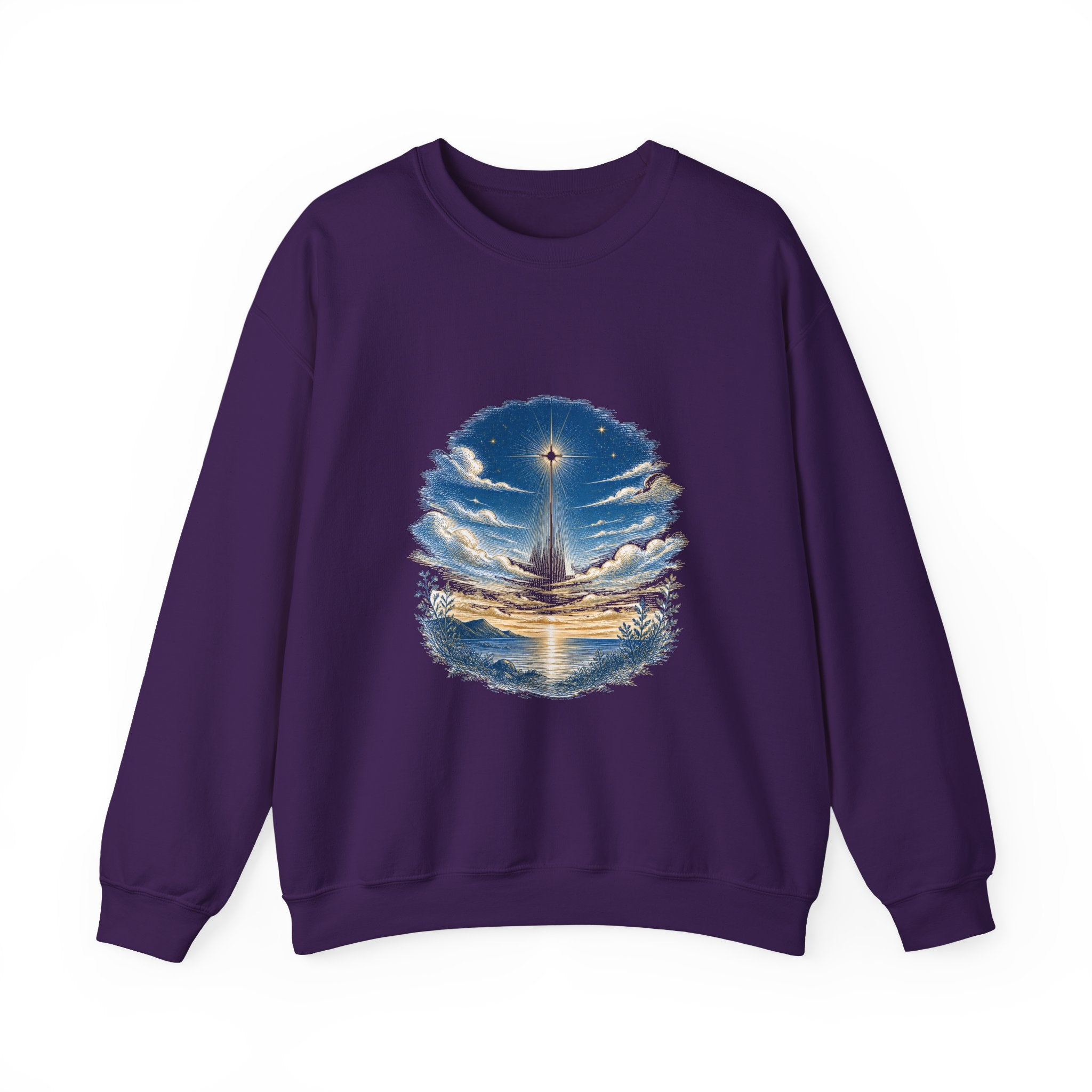 Matching Couple Sweatshirt - Evening & Morning Star Matching Couple Comfort Colors Crew Hand-Drawn Art His Hers Anniversary Gift - Design A