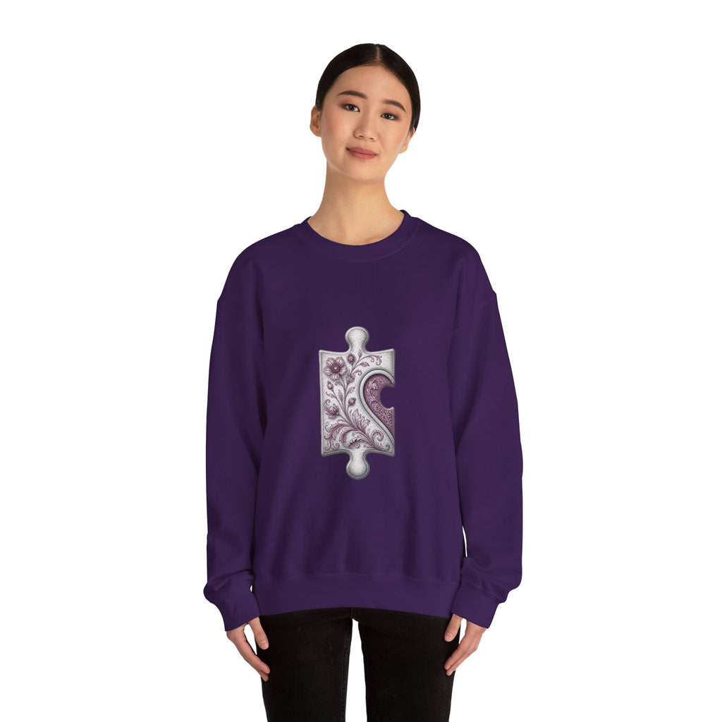 Matching Couple Sweatshirt - Puzzle Pieces Matching Couple Premium Fleece Sweatshirt Vintage Art His Hers Honeymoon Gift - Design A