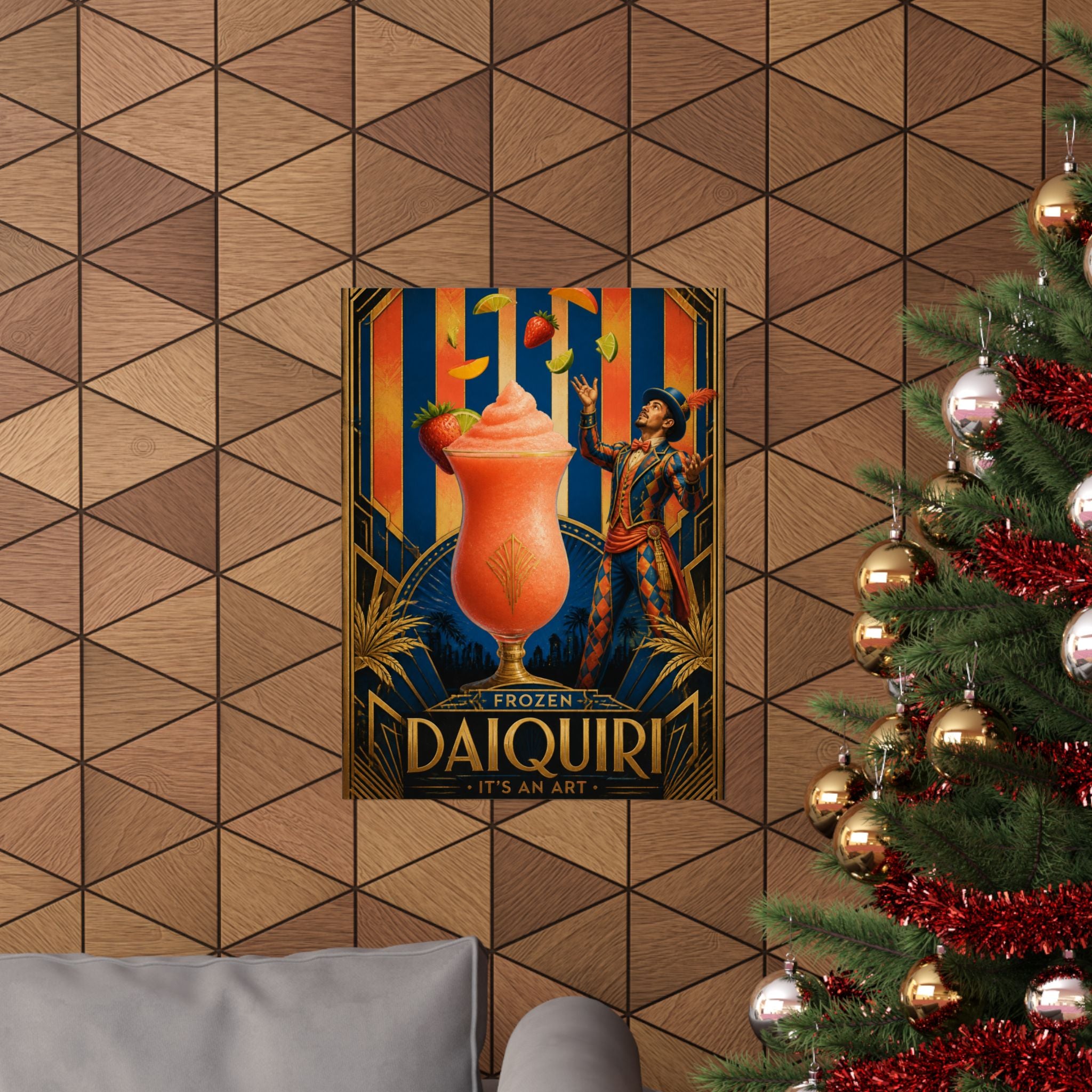 Daiquiri Fruit Juggler Wall Art Poster 18×24 Art Deco Entryway Decor Maximalist Print