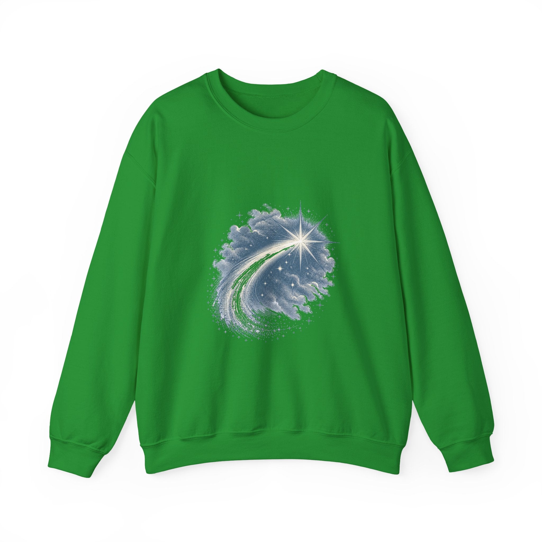 Matching Couple Sweatshirt - Shooting Star & North Star Matching Couple Crewneck Sweatshirt Vintage Art His Hers Wedding Gift - Design A