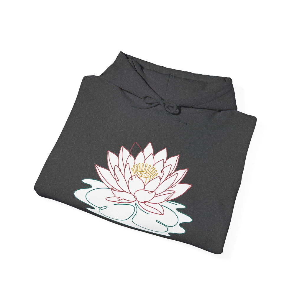 Matching Couple Sweatshirt - Open & Closed Lotus Matching Couple Hooded Sweatshirt Minimalist Art His Hers Valentine Gift - Design A