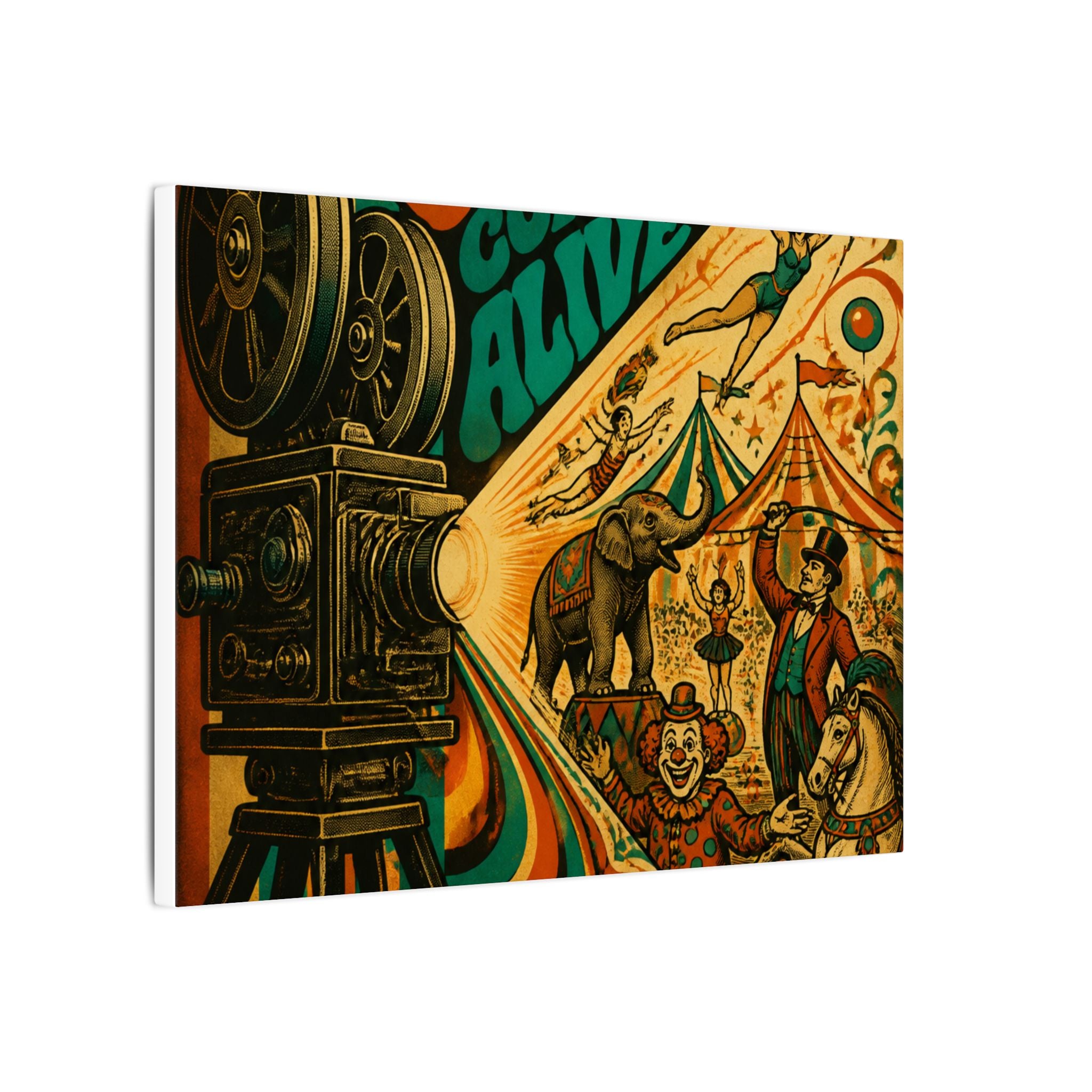 Film Camera Projector Show Wall Art Canvas 16×20 Psychedelic Cafe Decor Maximalist Print