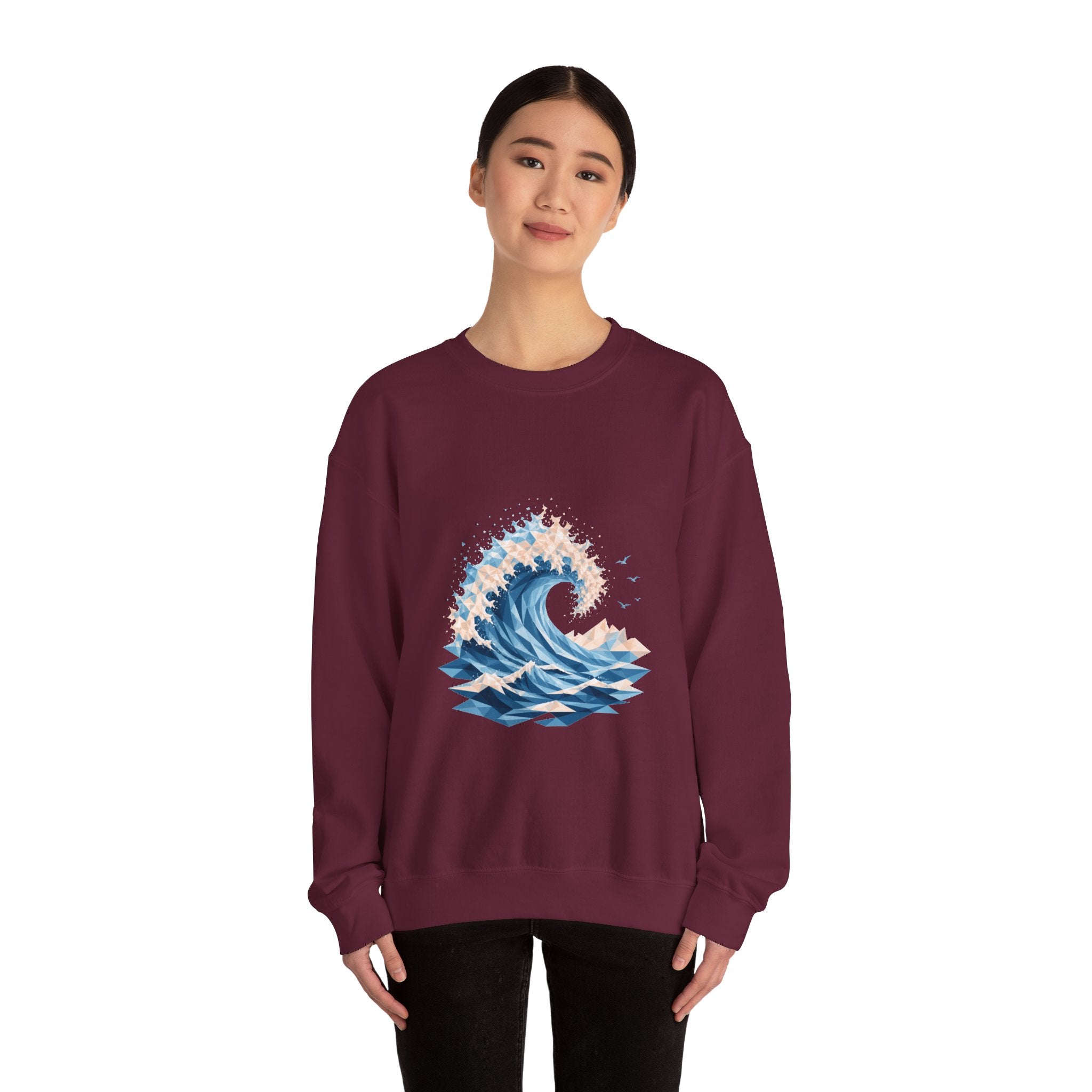 Matching Couple Sweatshirt - Mountain & Ocean Matching Couple Comfort Colors Crew Geometric Art His Hers Love Gift - Design B