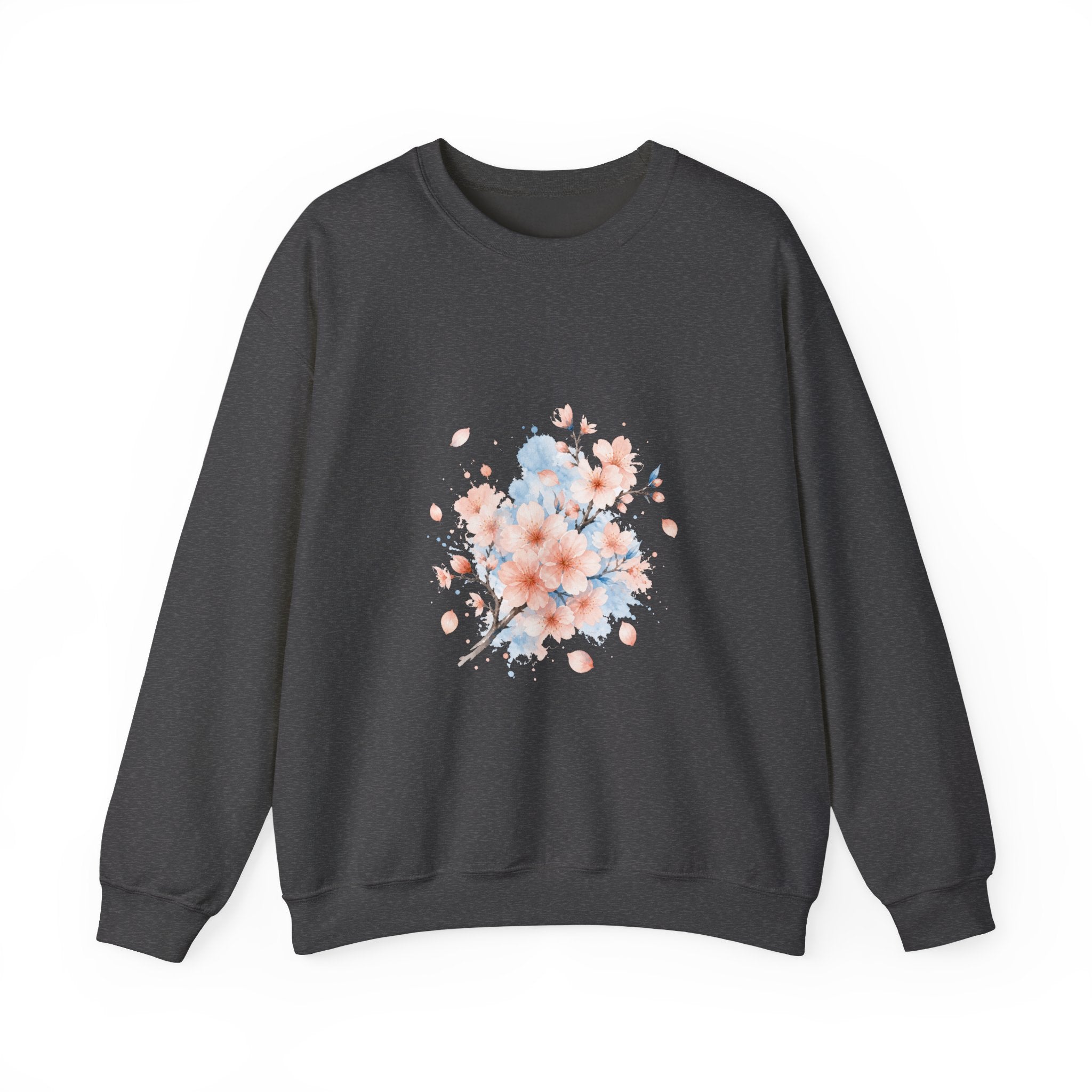 Matching Couple Sweatshirt - Cherry Blossom & Maple Leaf Matching Couple Premium Fleece Sweatshirt Watercolor Art His Hers Birthday Gift - Design A