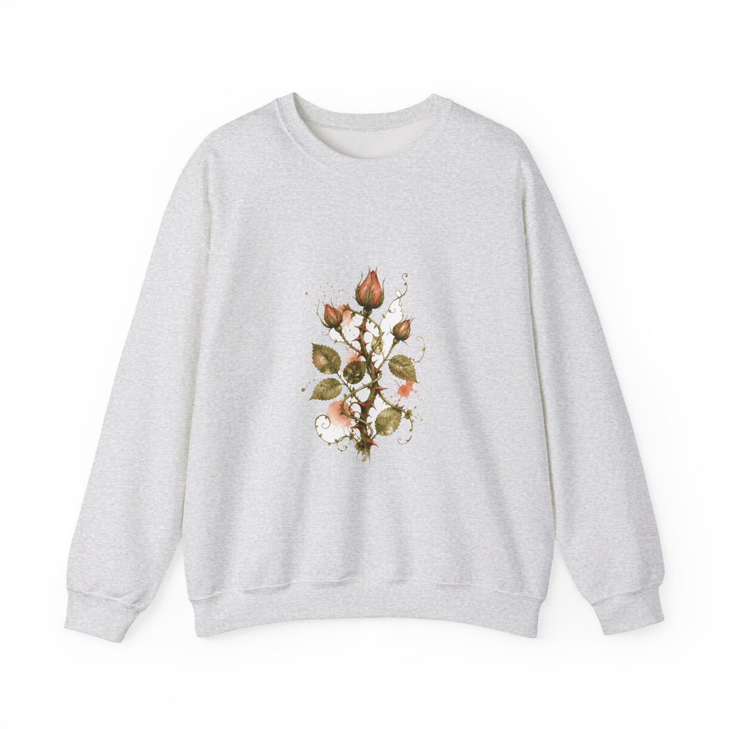 Matching Couple Sweatshirt - Rose & Thorn Matching Couple Premium Fleece Sweatshirt Watercolor Art His Hers Birthday Gift - Design B