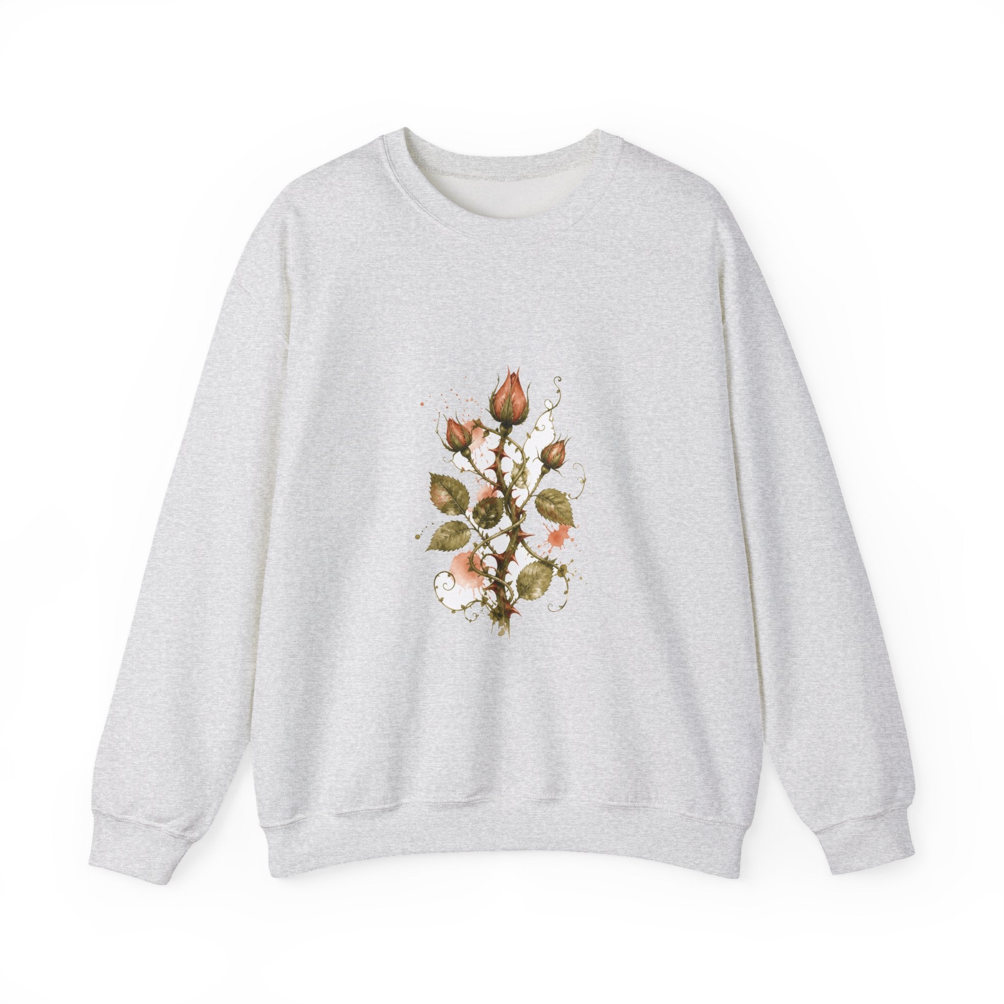 Matching Couple Sweatshirt - Rose & Thorn Matching Couple Premium Fleece Sweatshirt Watercolor Art His Hers Birthday Gift - Design B