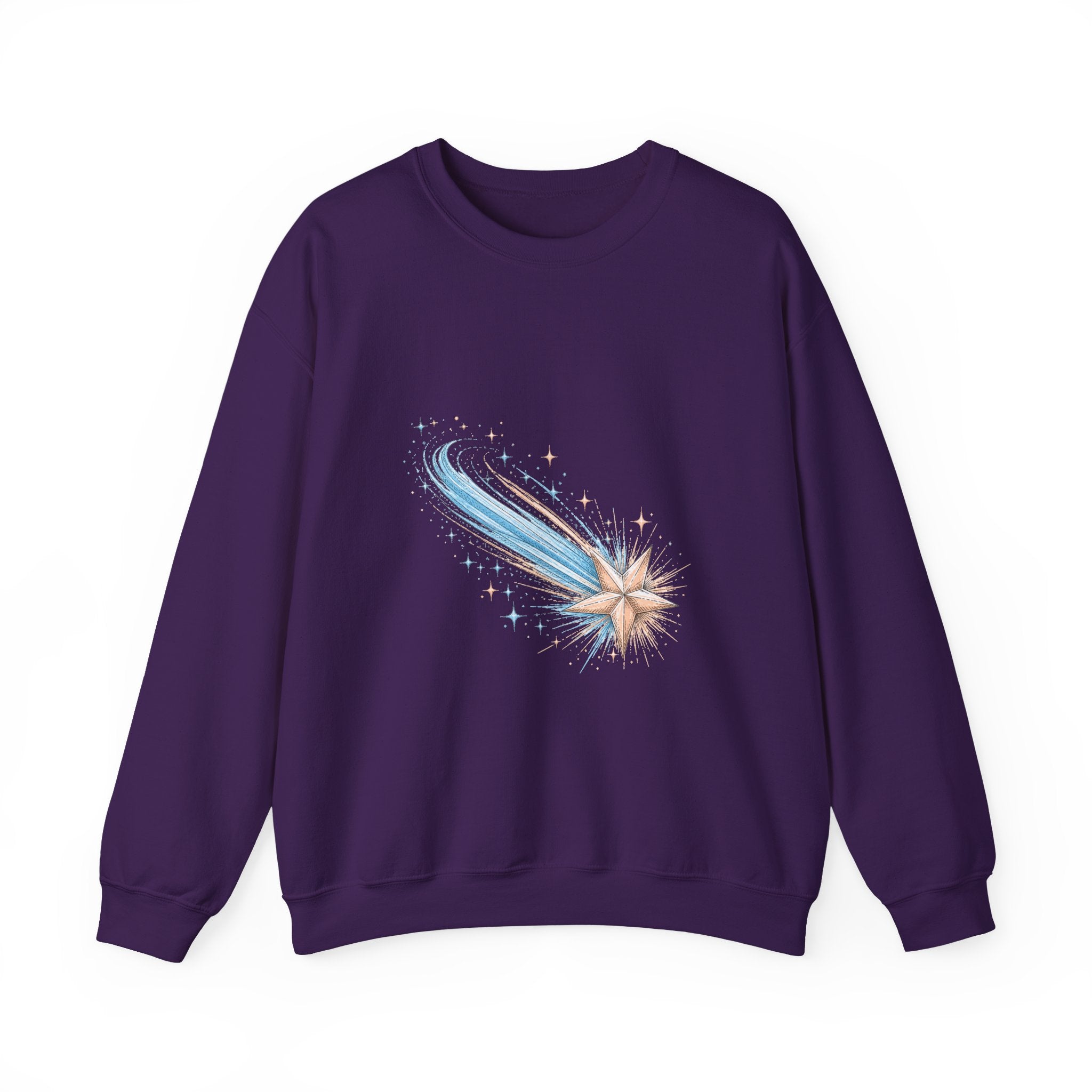 Matching Couple Sweatshirt - Shooting Star & North Star Matching Couple Premium Fleece Sweatshirt Hand-Drawn Art His Hers Anniversary Gift - Design A