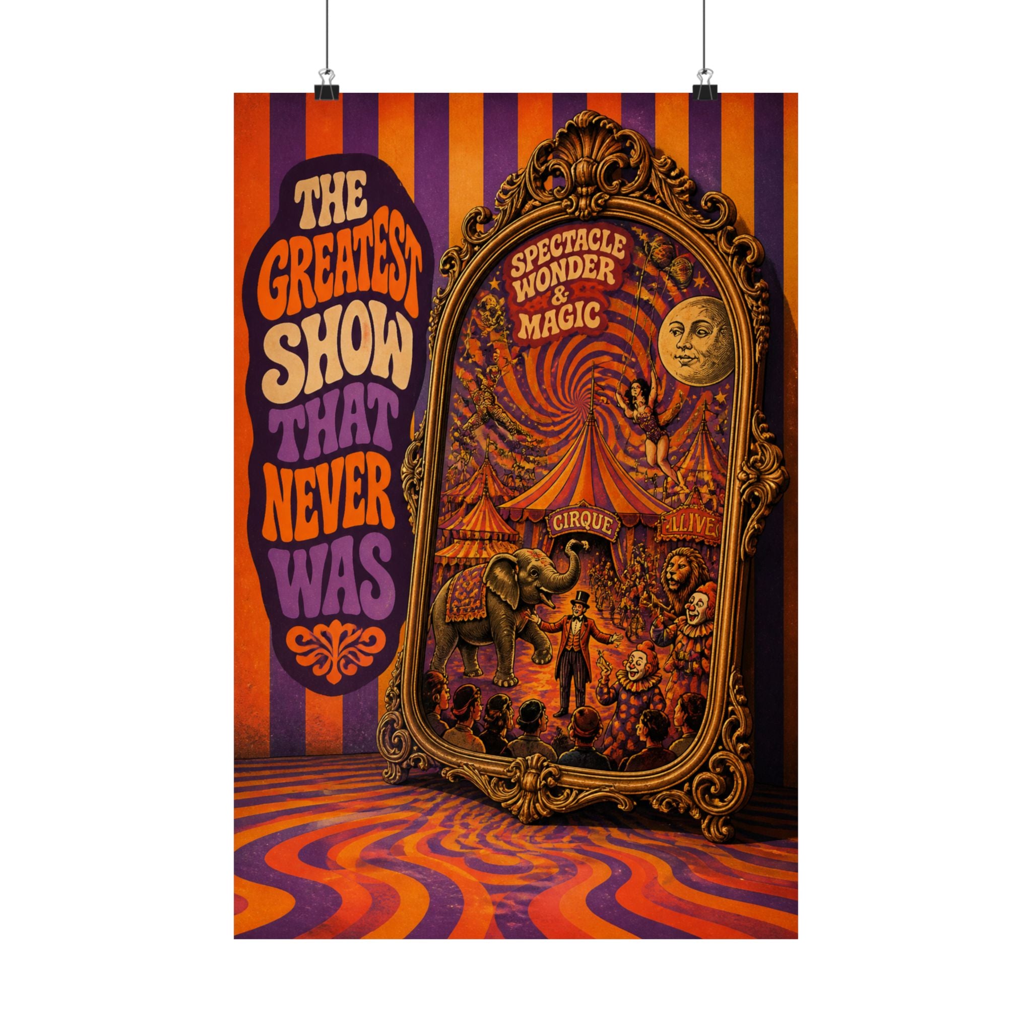 Vintage Mirror Circus Wall Art Poster 18×24 Psychedelic Cafe Decor Maximalist Print