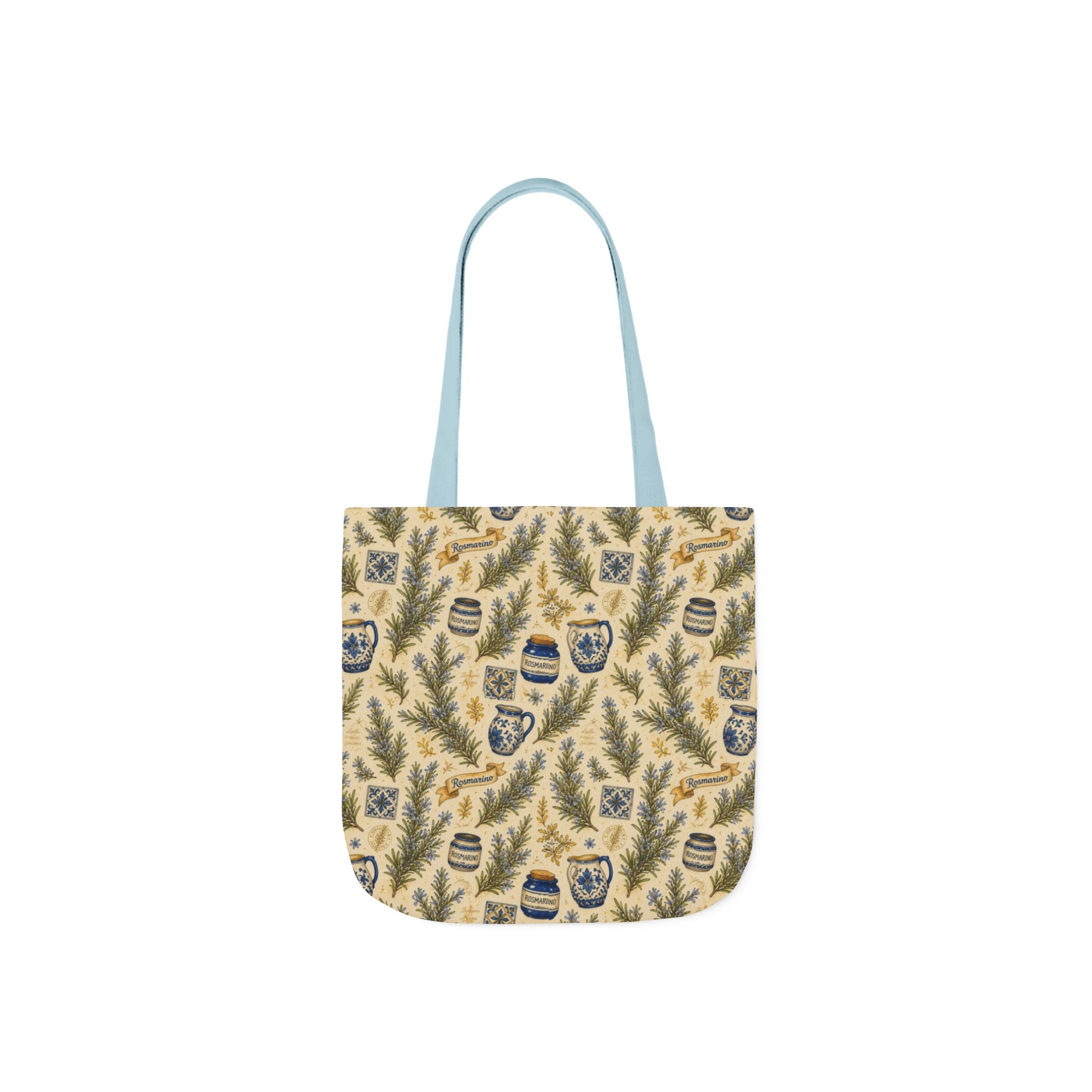 Rosemary Sprigs Canvas Tote Bag Mediterranean Kitchen Watercolor Design Italian Cottagecore Gift