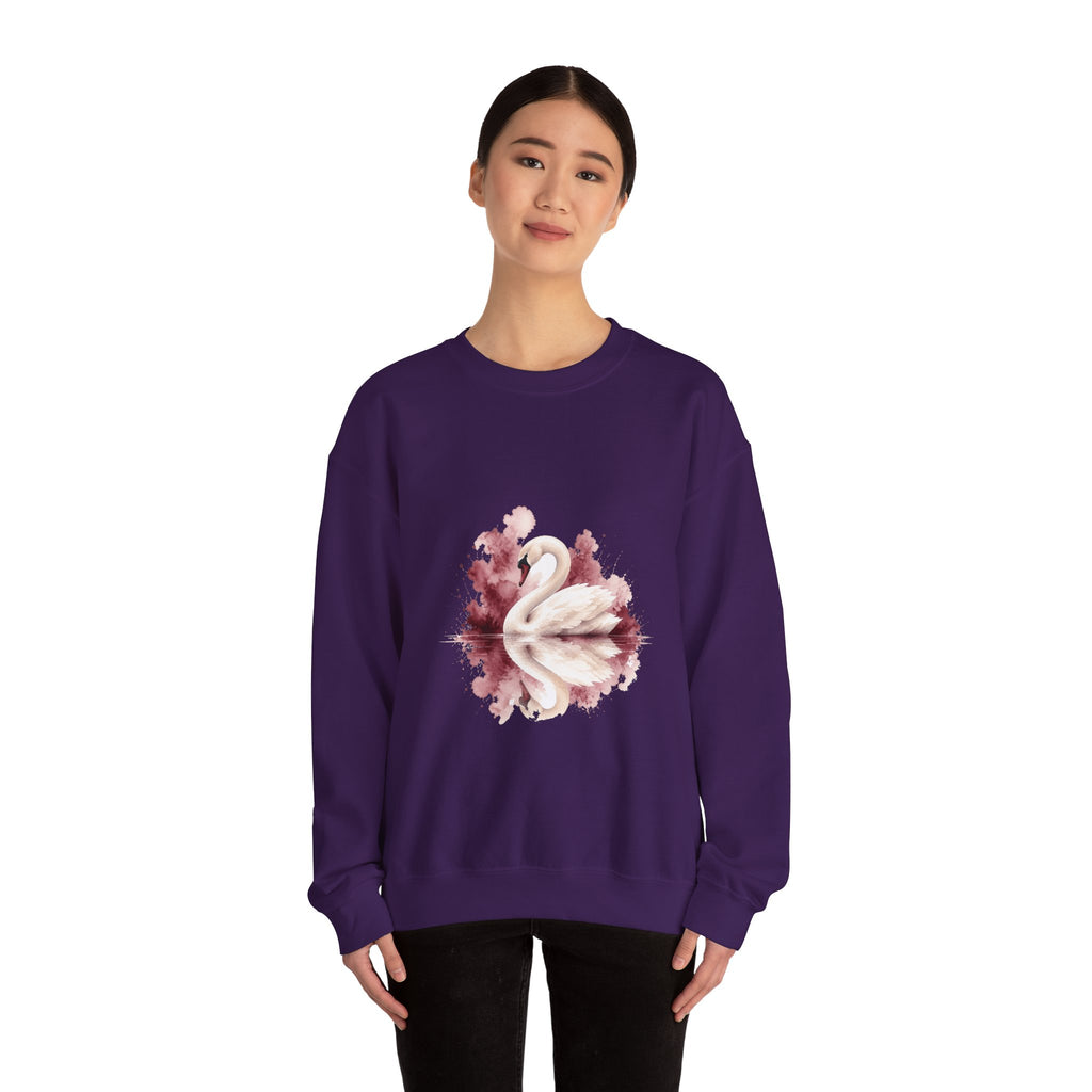 Matching Couple Sweatshirt - Raven & Swan Matching Couple Premium Fleece Sweatshirt Watercolor Art His Hers Birthday Gift - Design B