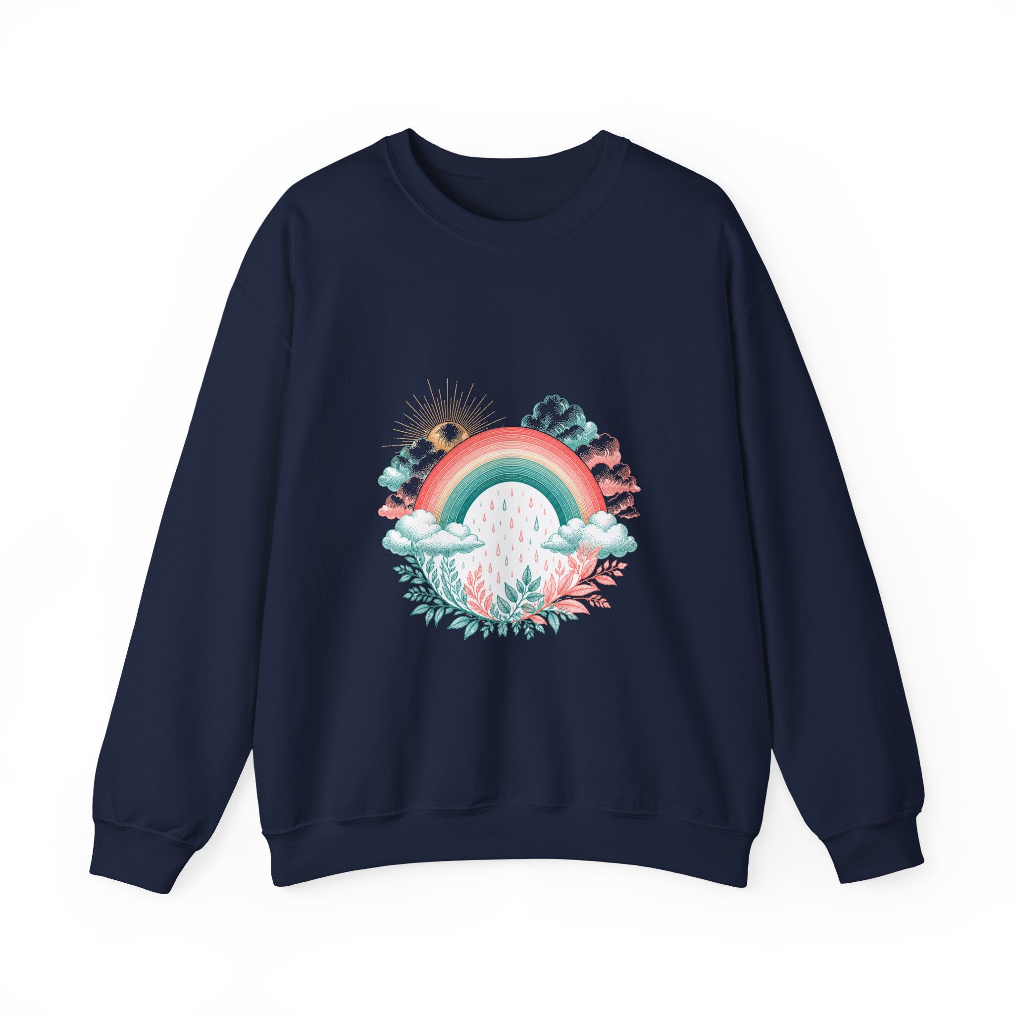 Matching Couple Sweatshirt - Storm & Rainbow Matching Couple Comfort Colors Crew Vintage Art His Hers Honeymoon Gift - Design B